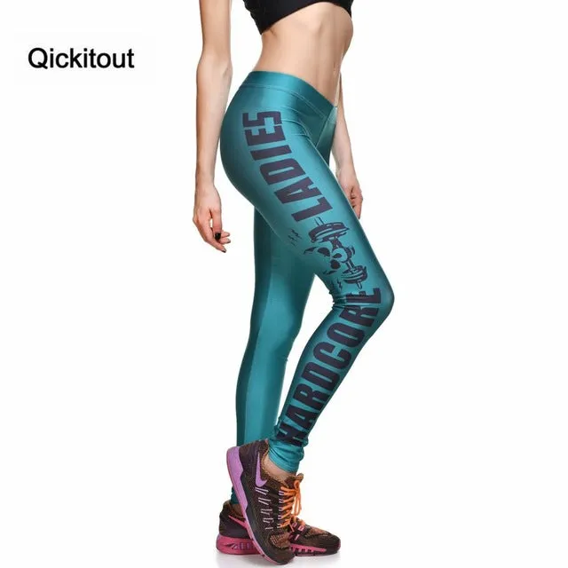Qickitout Leggings 2016 Women Printed Leggings Fashion Work Out Knitted New Leggings Fitness Hot Stretch Slim Black Leggings