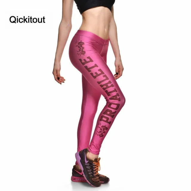 Qickitout Leggings 2016 Women Printed Leggings Fashion Work Out Knitted New Leggings Fitness Hot Stretch Slim Black Leggings