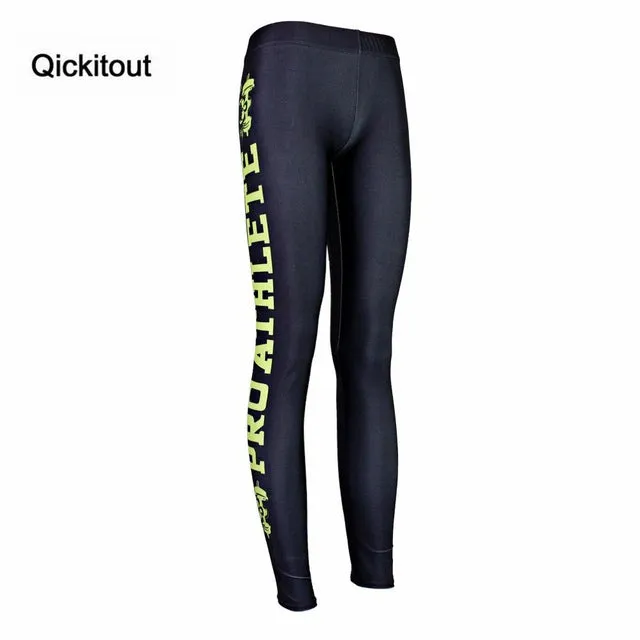 Qickitout Leggings 2016 Women Printed Leggings Fashion Work Out Knitted New Leggings Fitness Hot Stretch Slim Black Leggings