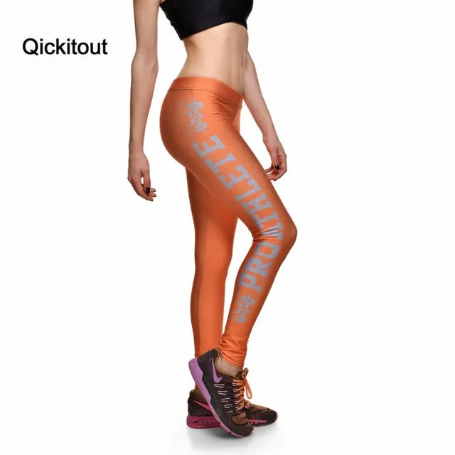 Qickitout Leggings 2016 Women Printed Leggings Fashion Work Out Knitted New Leggings Fitness Hot Stretch Slim Black Leggings