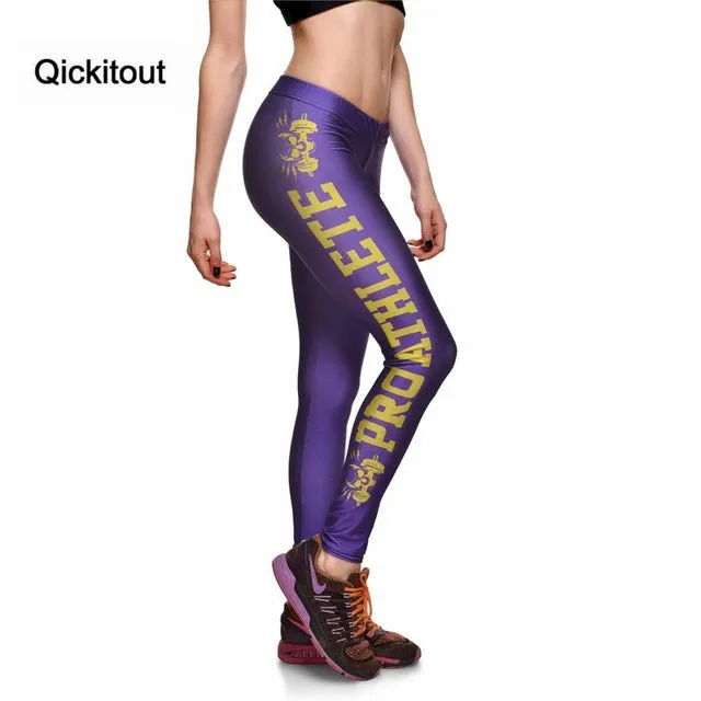 Qickitout Leggings 2016 Women Printed Leggings Fashion Work Out Knitted New Leggings Fitness Hot Stretch Slim Black Leggings