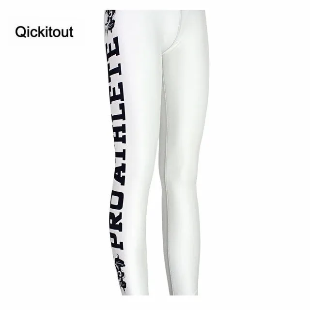 Qickitout Leggings 2016 Women Printed Leggings Fashion Work Out Knitted New Leggings Fitness Hot Stretch Slim Black Leggings