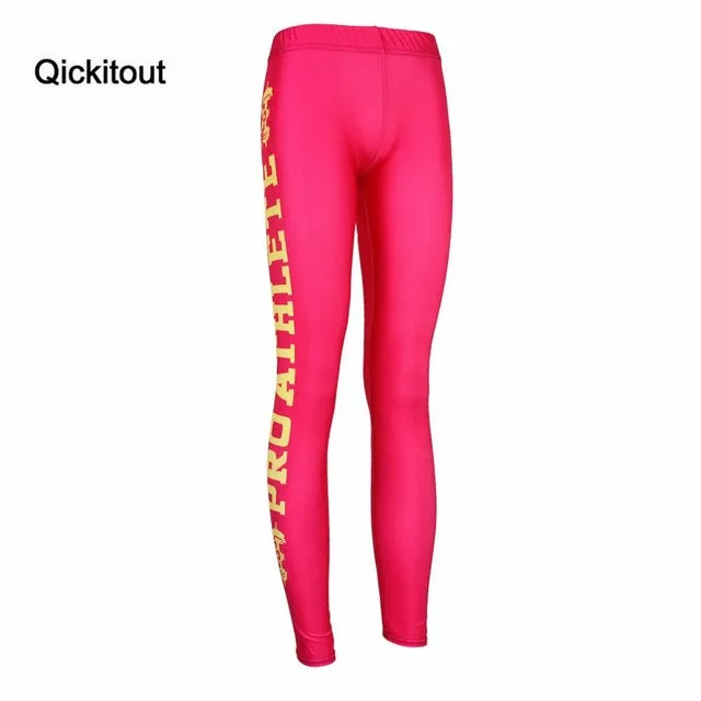 Qickitout Leggings 2016 Women Printed Leggings Fashion Work Out Knitted New Leggings Fitness Hot Stretch Slim Black Leggings