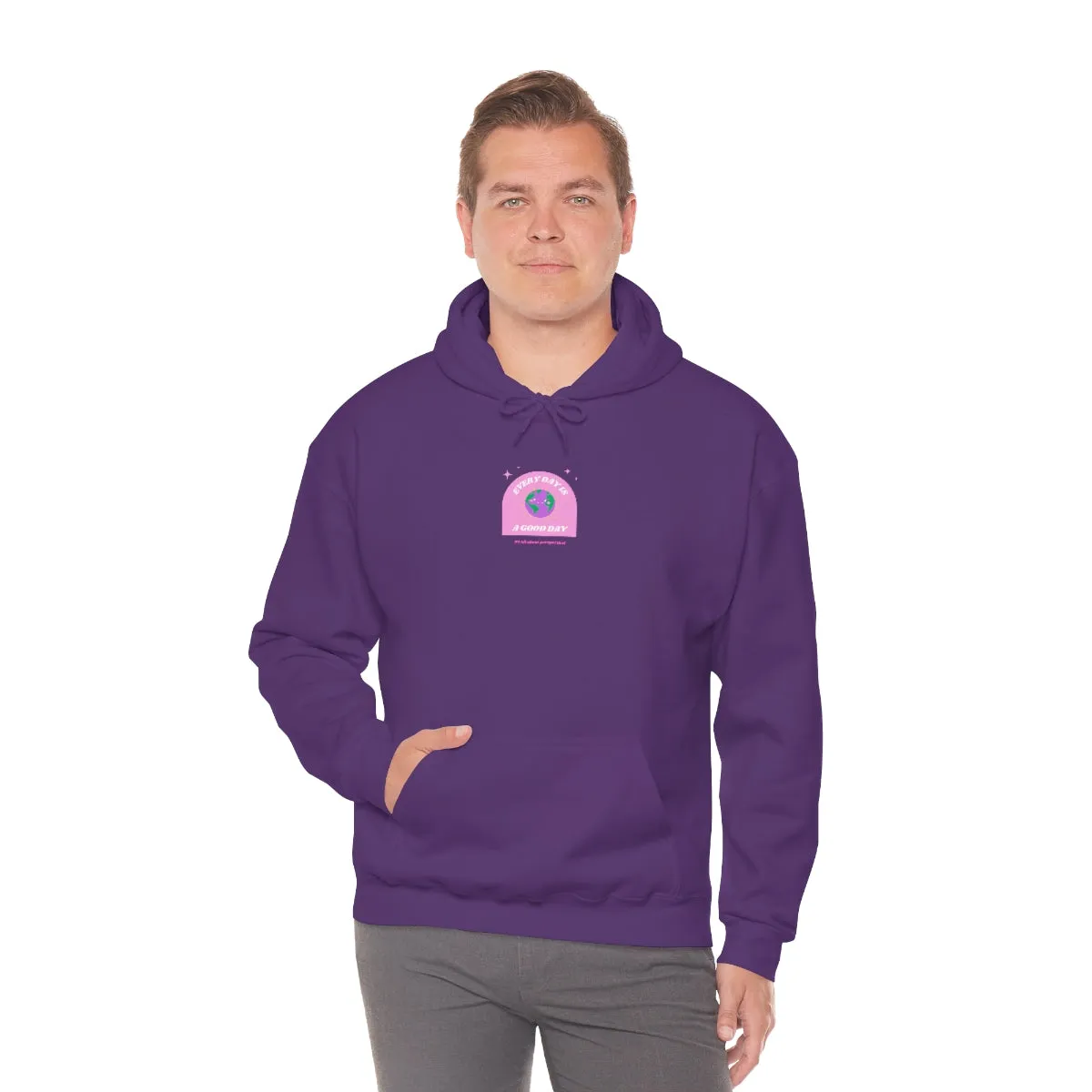 Retro Every Day is a Good Day, Its All About Perspective Earth Pink Purple Back Graphic Hoodie, VSCO Girl Oversized Trendy Tumblr Sweatshirt