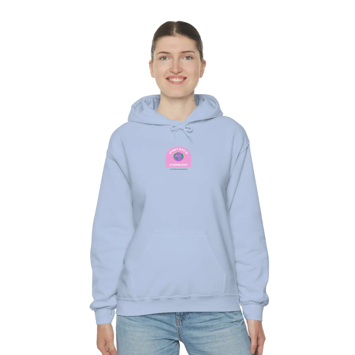 Retro Every Day is a Good Day, Its All About Perspective Earth Pink Purple Back Graphic Hoodie, VSCO Girl Oversized Trendy Tumblr Sweatshirt