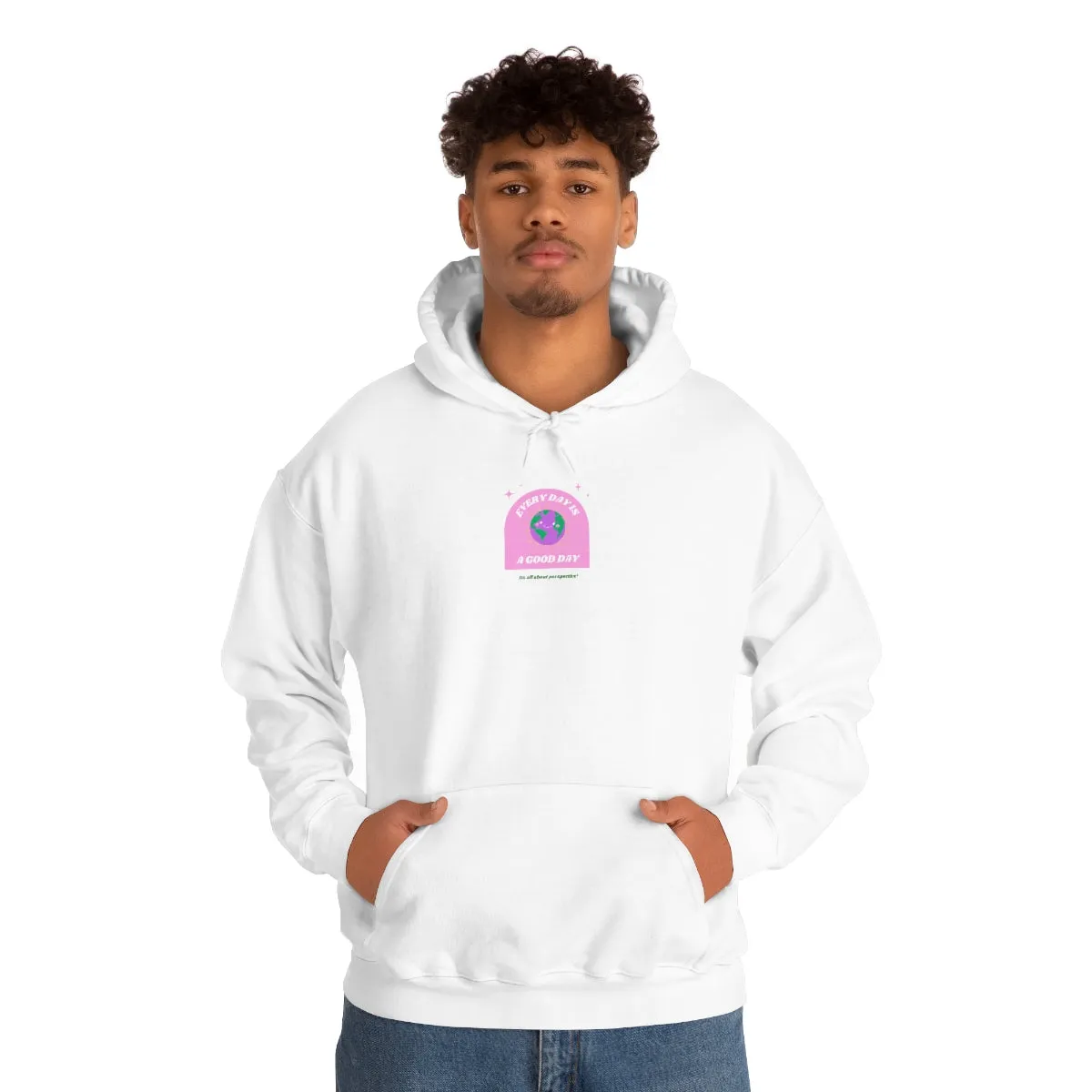 Retro Every Day is a Good Day, Its All About Perspective Earth Pink Purple Back Graphic Hoodie, VSCO Girl Oversized Trendy Tumblr Sweatshirt