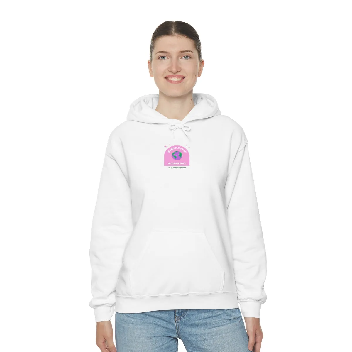 Retro Every Day is a Good Day, Its All About Perspective Earth Pink Purple Back Graphic Hoodie, VSCO Girl Oversized Trendy Tumblr Sweatshirt