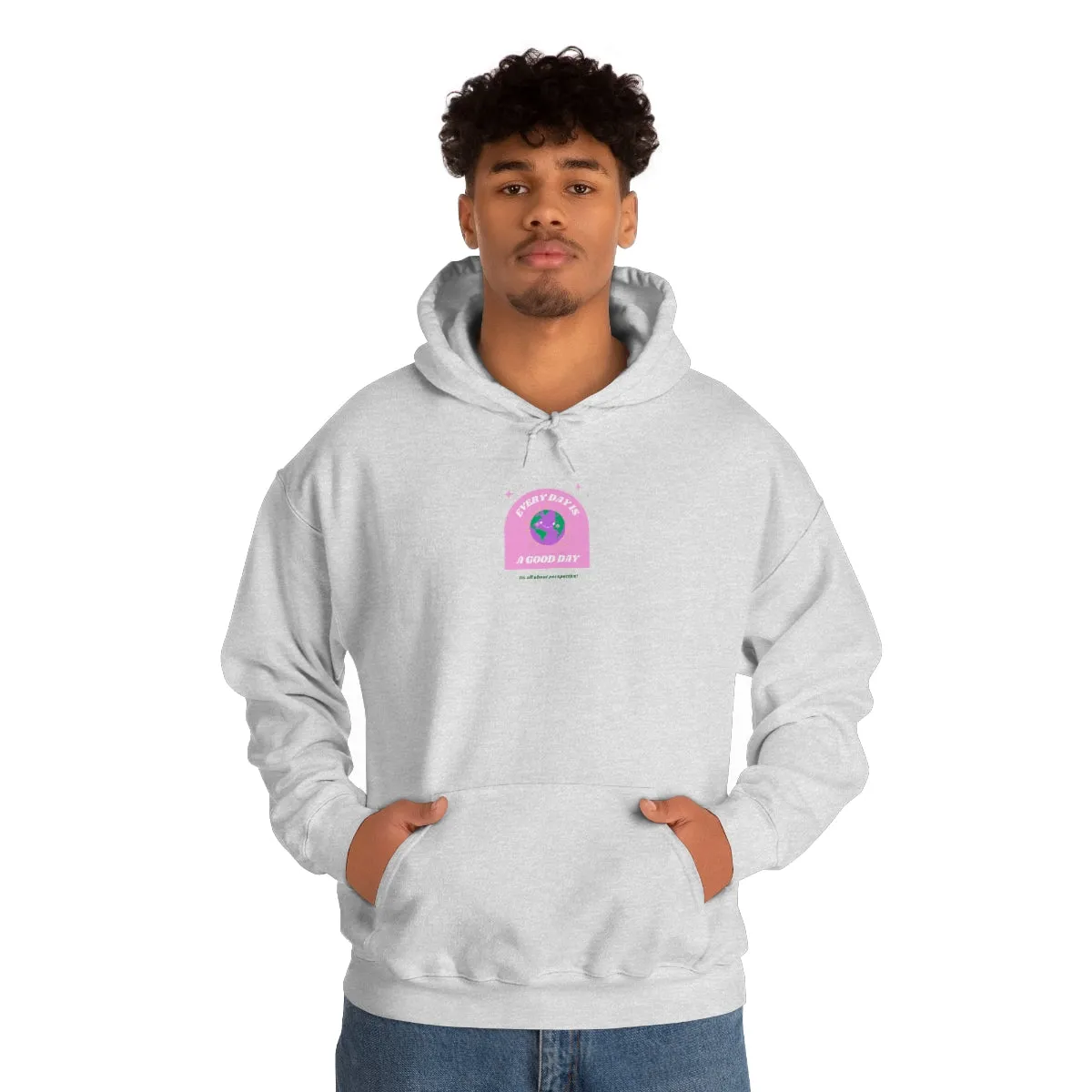Retro Every Day is a Good Day, Its All About Perspective Earth Pink Purple Back Graphic Hoodie, VSCO Girl Oversized Trendy Tumblr Sweatshirt