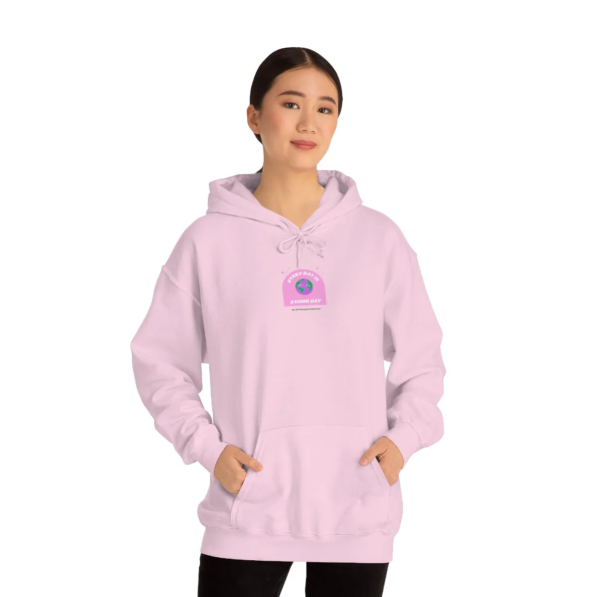 Retro Every Day is a Good Day, Its All About Perspective Earth Pink Purple Back Graphic Hoodie, VSCO Girl Oversized Trendy Tumblr Sweatshirt