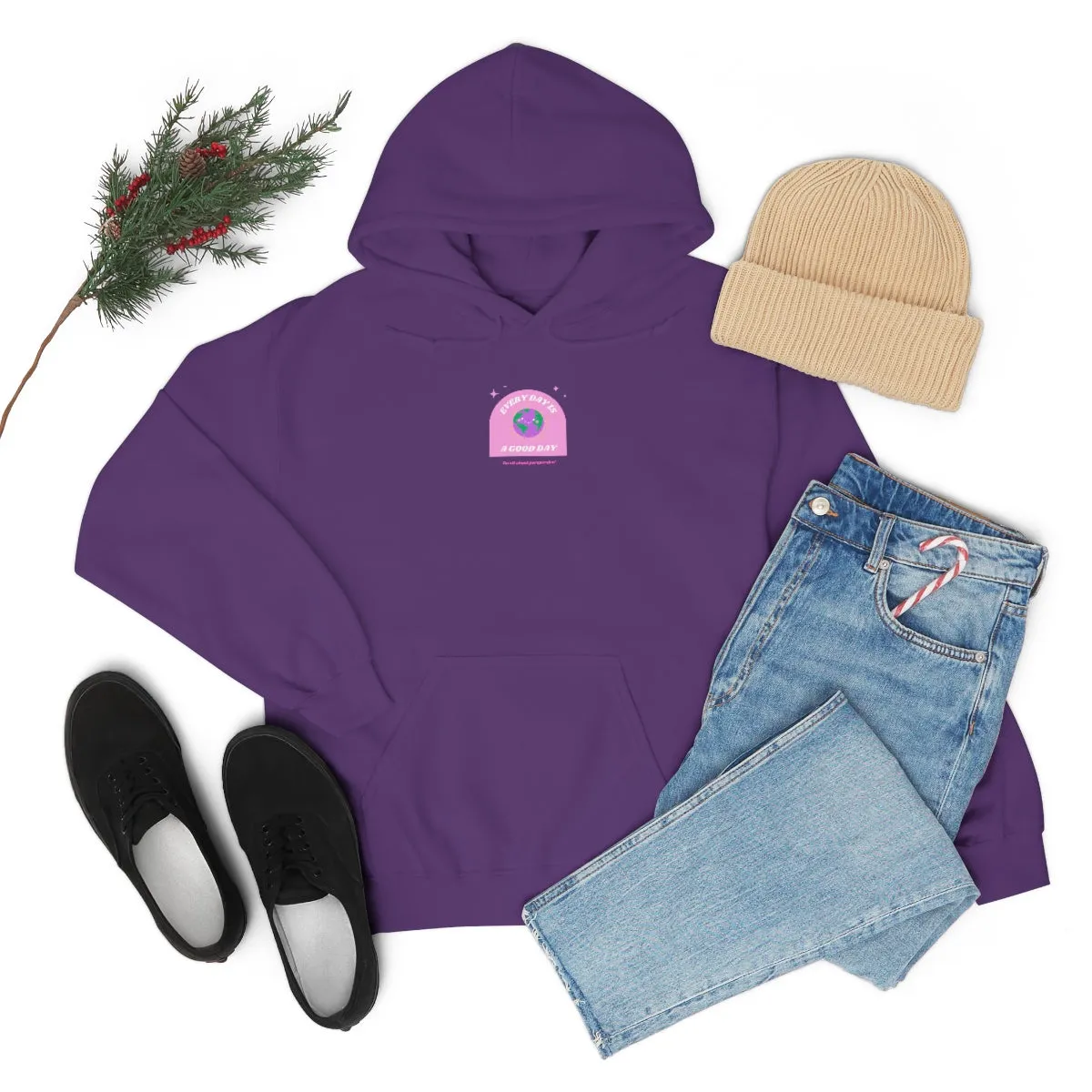 Retro Every Day is a Good Day, Its All About Perspective Earth Pink Purple Back Graphic Hoodie, VSCO Girl Oversized Trendy Tumblr Sweatshirt