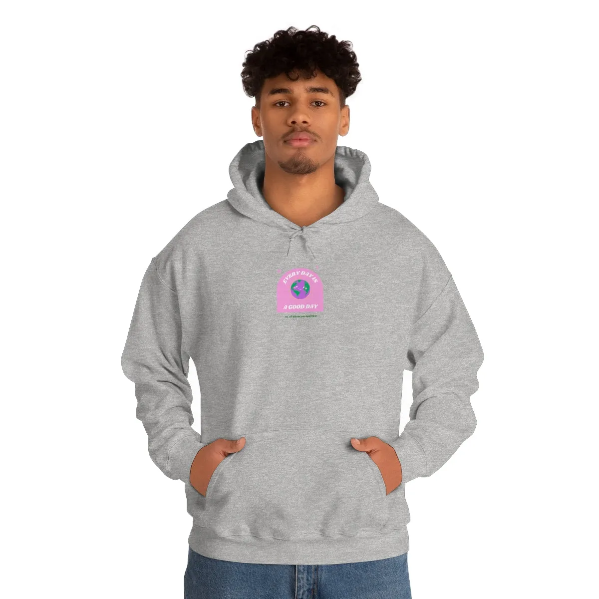 Retro Every Day is a Good Day, Its All About Perspective Earth Pink Purple Back Graphic Hoodie, VSCO Girl Oversized Trendy Tumblr Sweatshirt