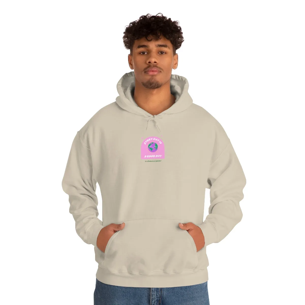 Retro Every Day is a Good Day, Its All About Perspective Earth Pink Purple Back Graphic Hoodie, VSCO Girl Oversized Trendy Tumblr Sweatshirt