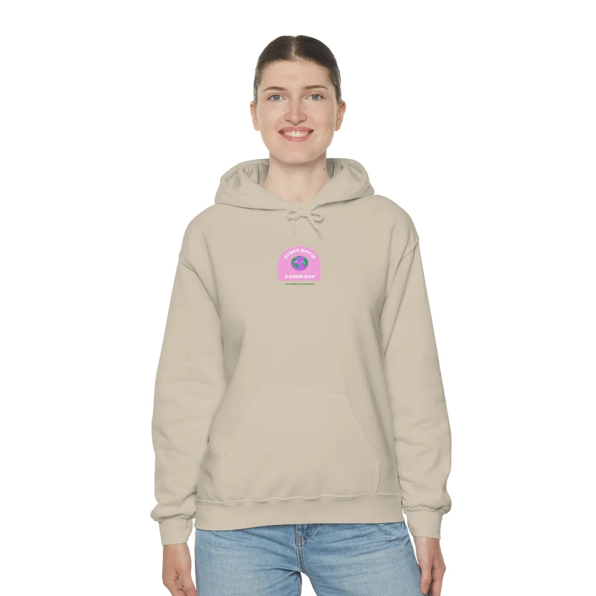 Retro Every Day is a Good Day, Its All About Perspective Earth Pink Purple Back Graphic Hoodie, VSCO Girl Oversized Trendy Tumblr Sweatshirt