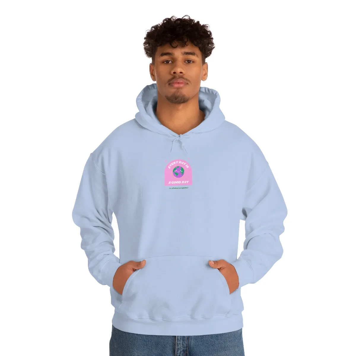 Retro Every Day is a Good Day, Its All About Perspective Earth Pink Purple Back Graphic Hoodie, VSCO Girl Oversized Trendy Tumblr Sweatshirt
