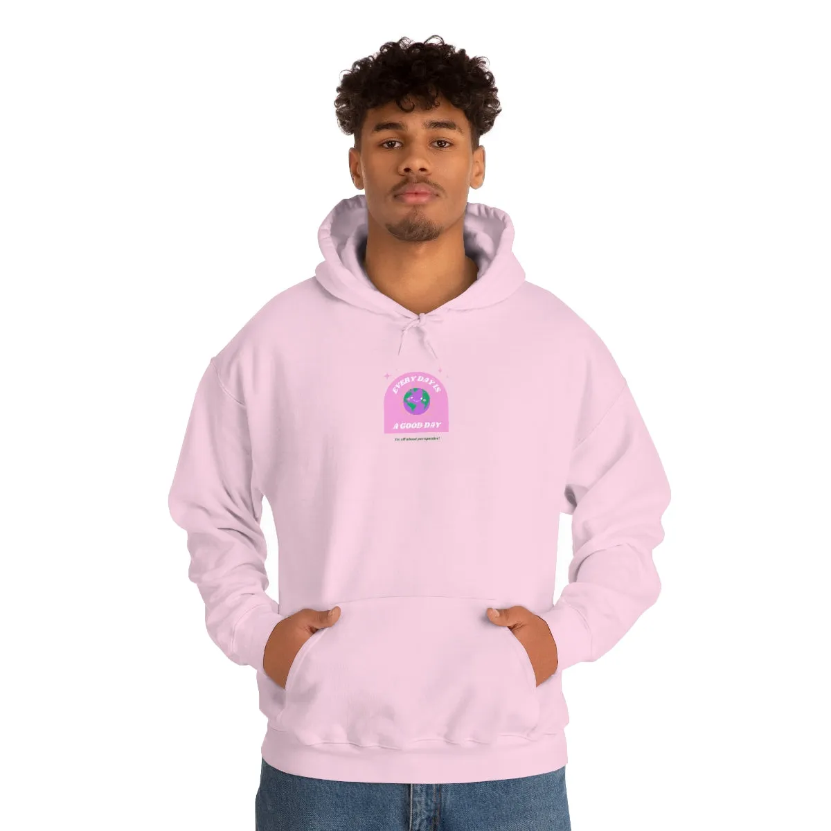 Retro Every Day is a Good Day, Its All About Perspective Earth Pink Purple Back Graphic Hoodie, VSCO Girl Oversized Trendy Tumblr Sweatshirt