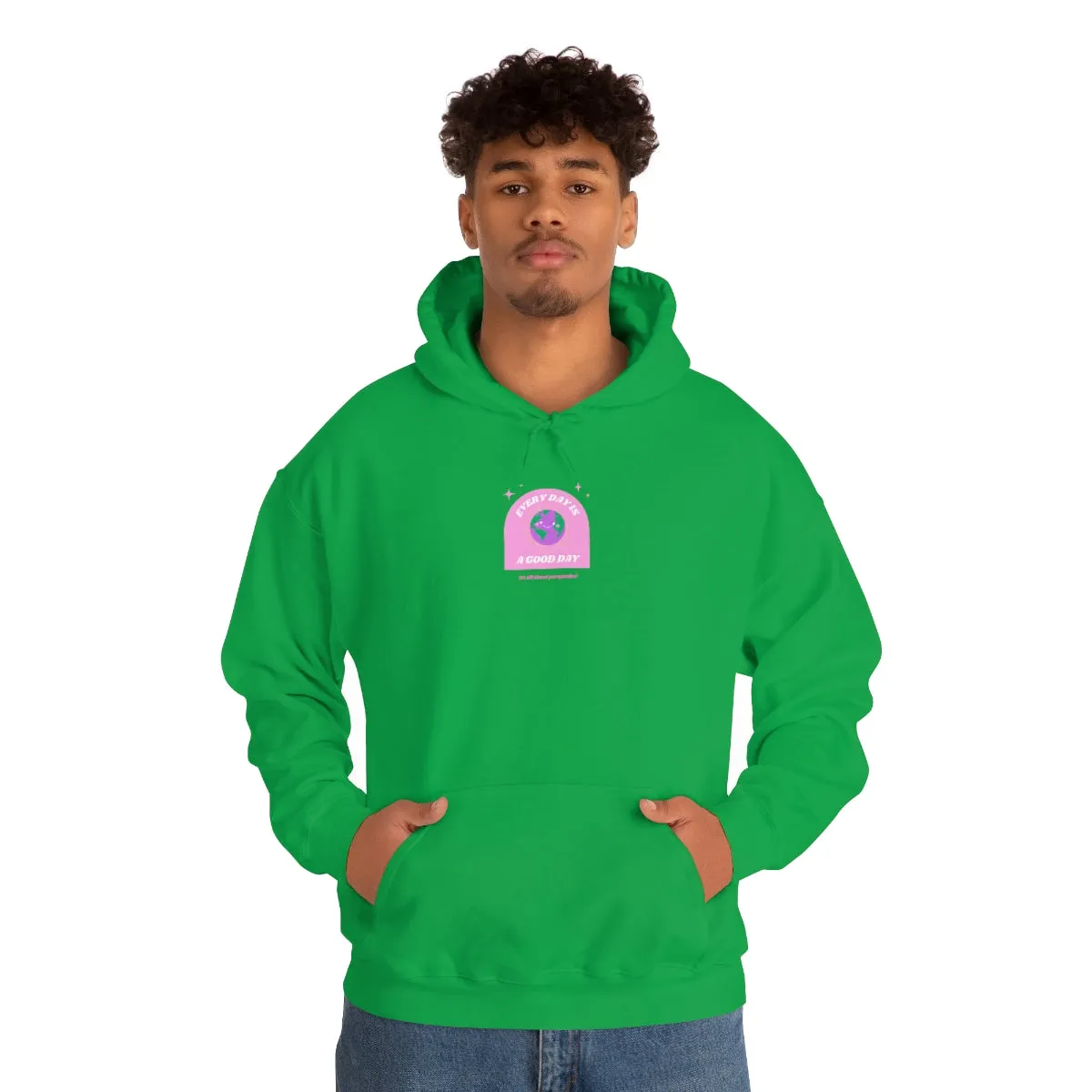 Retro Every Day is a Good Day, Its All About Perspective Earth Pink Purple Back Graphic Hoodie, VSCO Girl Oversized Trendy Tumblr Sweatshirt