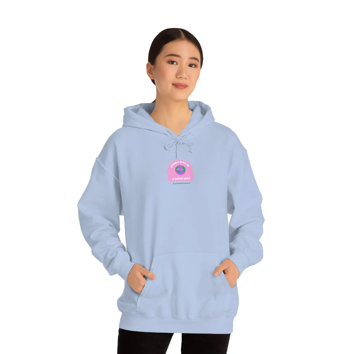 Retro Every Day is a Good Day, Its All About Perspective Earth Pink Purple Back Graphic Hoodie, VSCO Girl Oversized Trendy Tumblr Sweatshirt