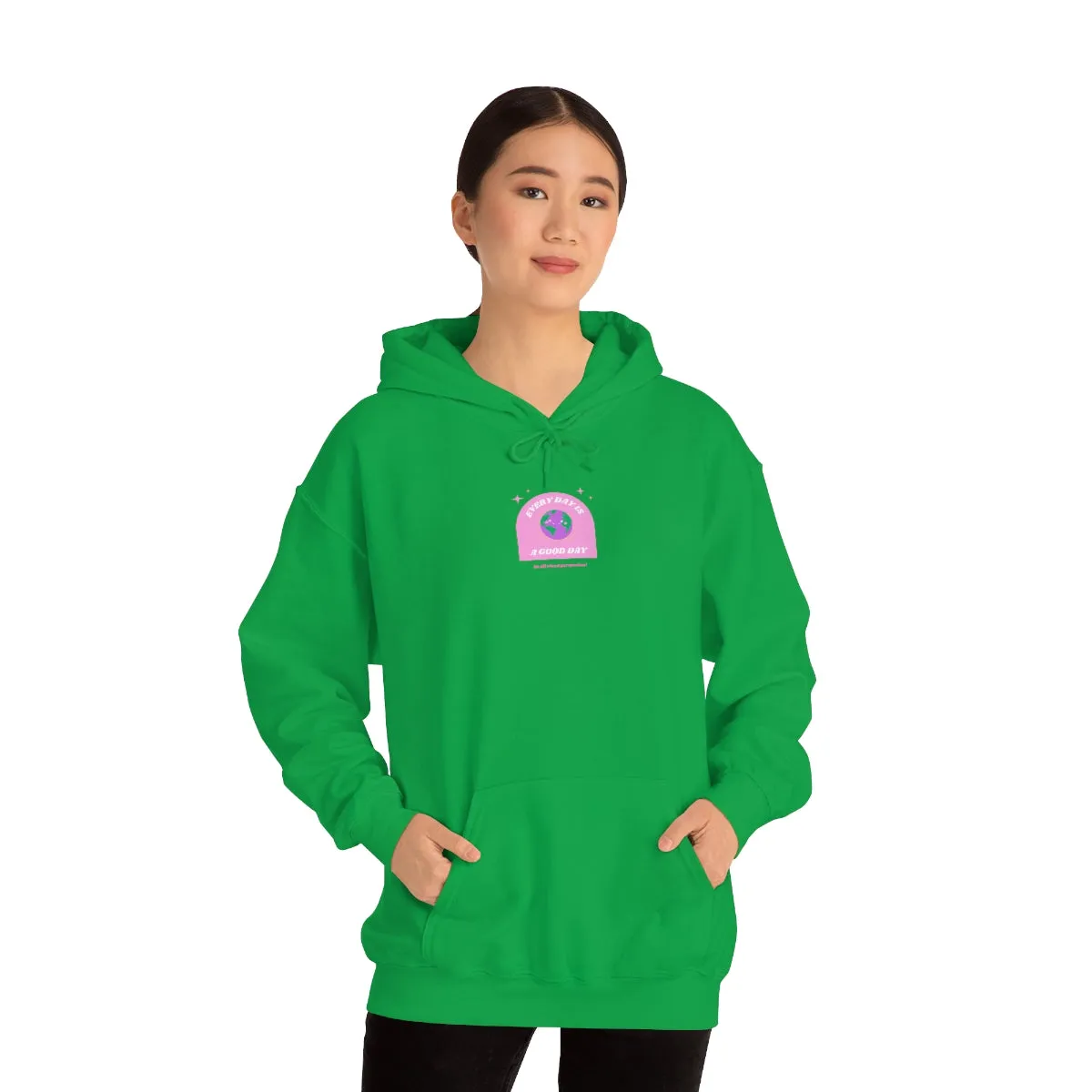 Retro Every Day is a Good Day, Its All About Perspective Earth Pink Purple Back Graphic Hoodie, VSCO Girl Oversized Trendy Tumblr Sweatshirt