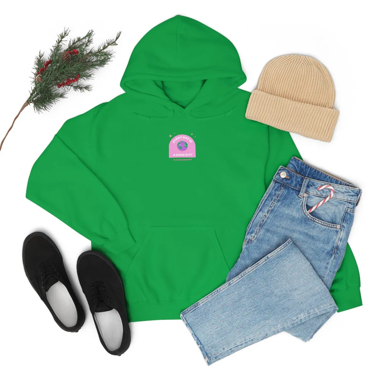 Retro Every Day is a Good Day, Its All About Perspective Earth Pink Purple Back Graphic Hoodie, VSCO Girl Oversized Trendy Tumblr Sweatshirt