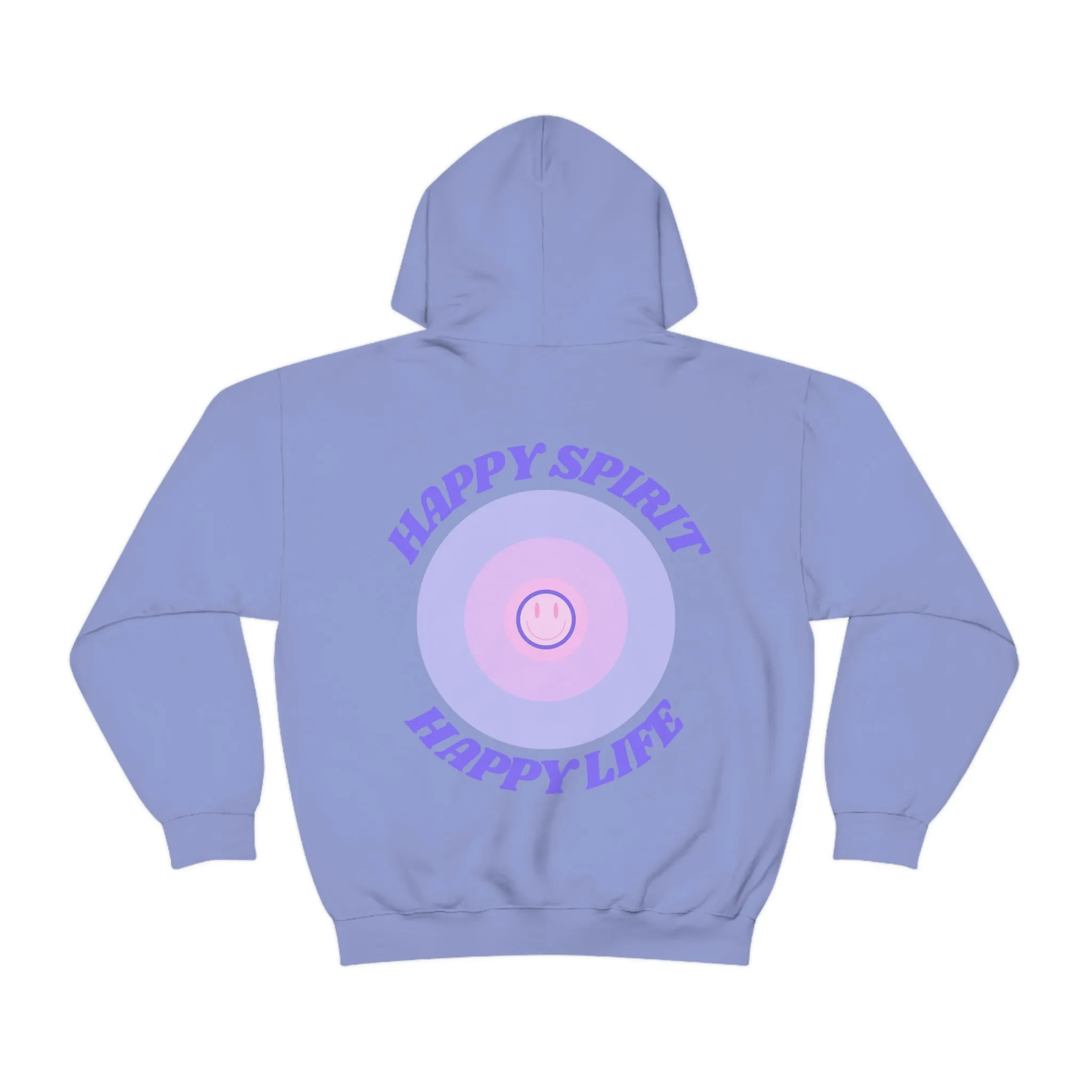 Retro Happy Spirit Happy Life Lavender Lilac Pink Smile Graphic Hoodie, VSCO Girl Sweatshirt, Tumblr Hoodie, Oversized Trendy Back Print Top
