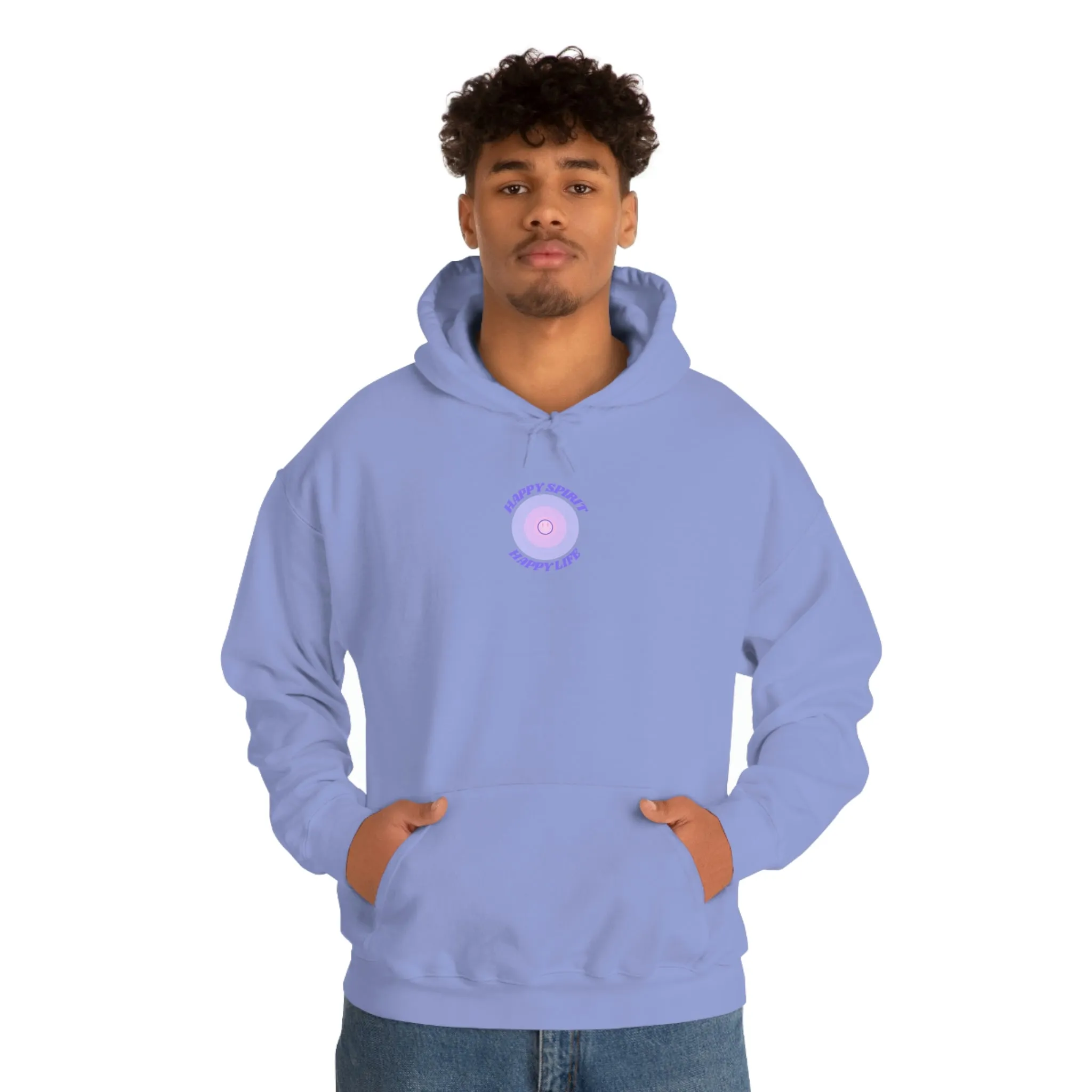 Retro Happy Spirit Happy Life Lavender Lilac Pink Smile Graphic Hoodie, VSCO Girl Sweatshirt, Tumblr Hoodie, Oversized Trendy Back Print Top