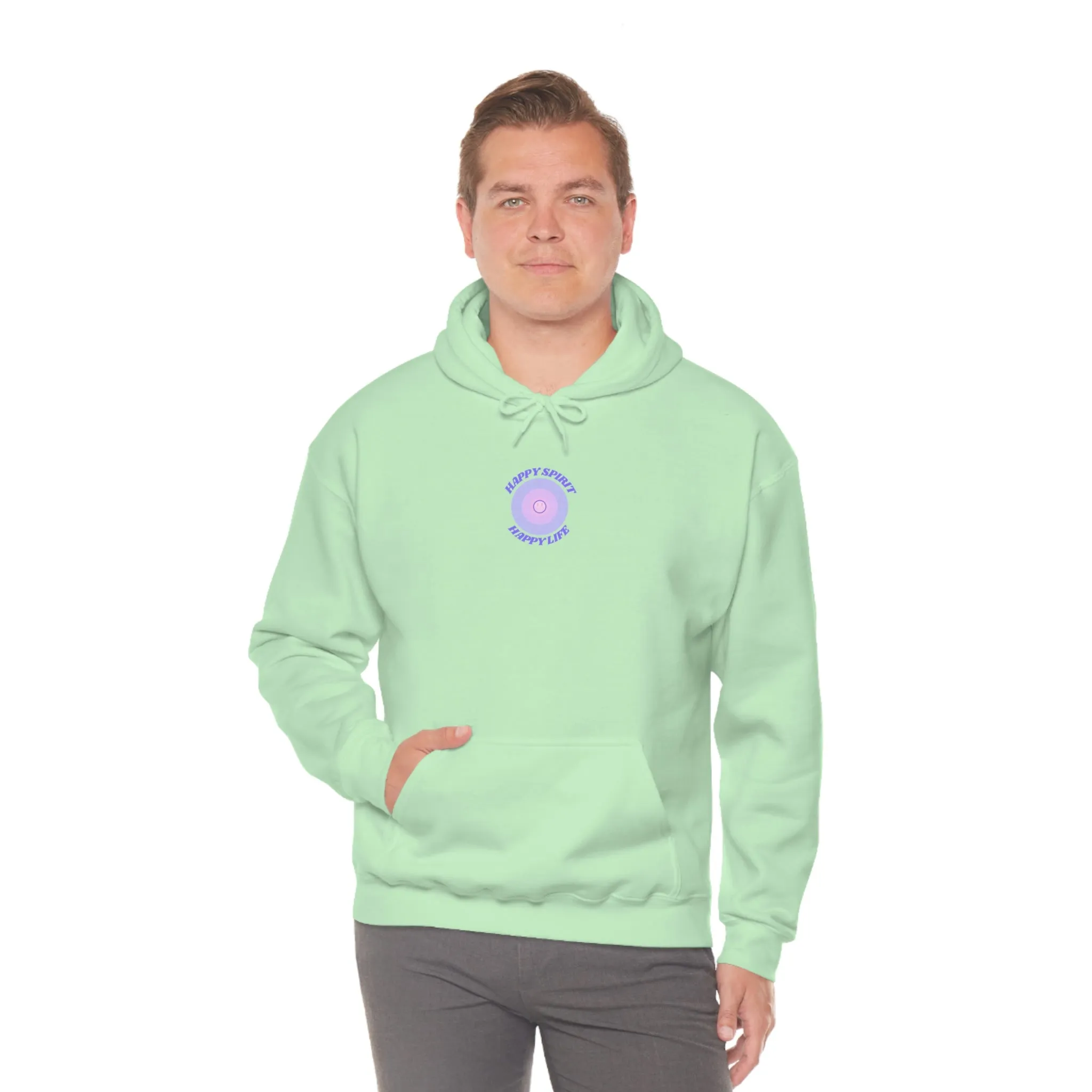 Retro Happy Spirit Happy Life Lavender Lilac Pink Smile Graphic Hoodie, VSCO Girl Sweatshirt, Tumblr Hoodie, Oversized Trendy Back Print Top