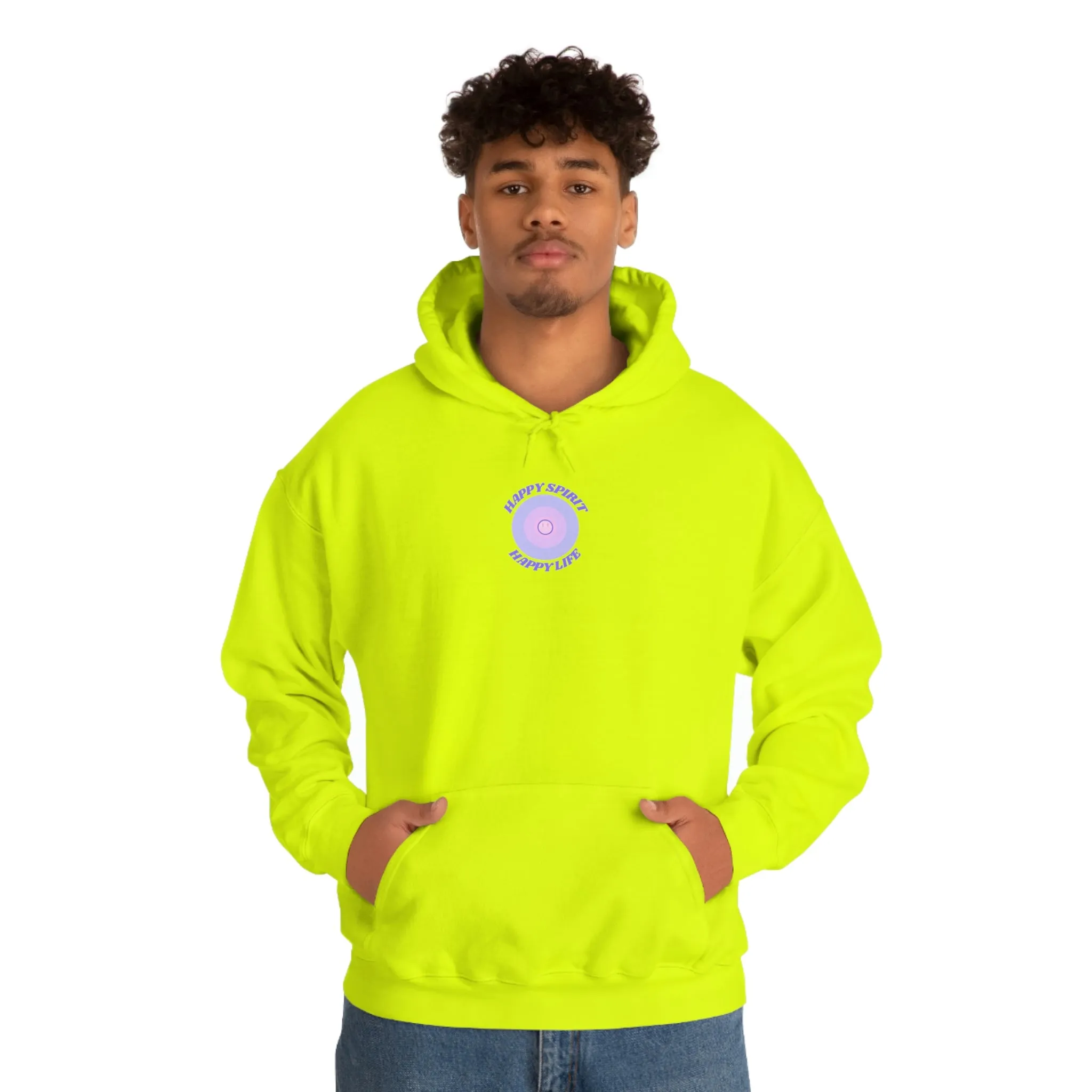 Retro Happy Spirit Happy Life Lavender Lilac Pink Smile Graphic Hoodie, VSCO Girl Sweatshirt, Tumblr Hoodie, Oversized Trendy Back Print Top