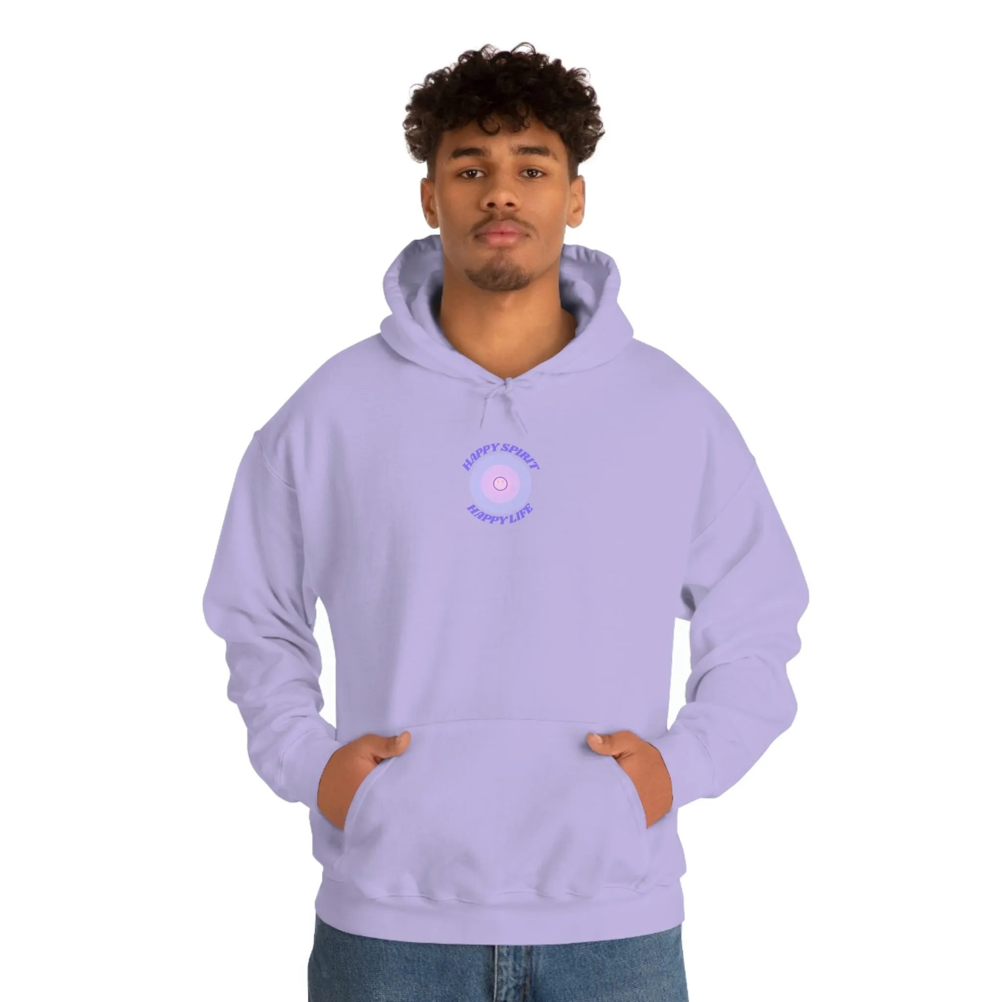 Retro Happy Spirit Happy Life Lavender Lilac Pink Smile Graphic Hoodie, VSCO Girl Sweatshirt, Tumblr Hoodie, Oversized Trendy Back Print Top