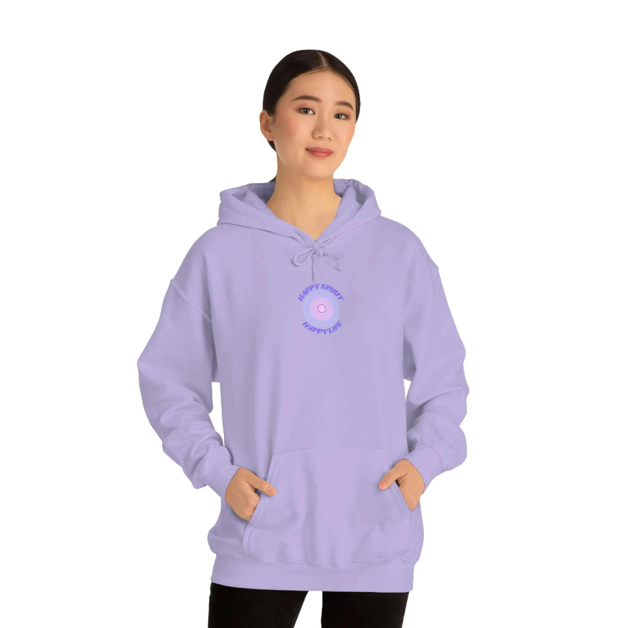 Retro Happy Spirit Happy Life Lavender Lilac Pink Smile Graphic Hoodie, VSCO Girl Sweatshirt, Tumblr Hoodie, Oversized Trendy Back Print Top