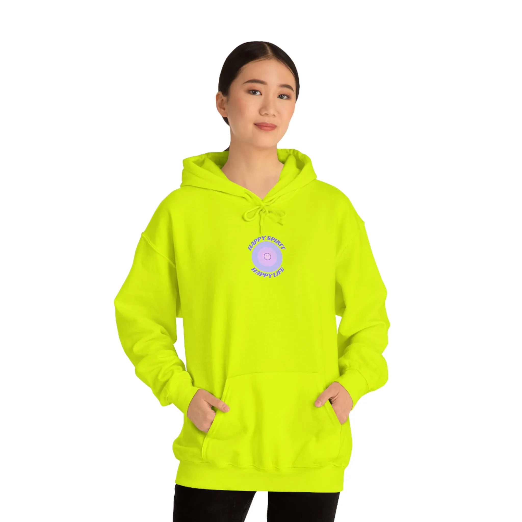 Retro Happy Spirit Happy Life Lavender Lilac Pink Smile Graphic Hoodie, VSCO Girl Sweatshirt, Tumblr Hoodie, Oversized Trendy Back Print Top