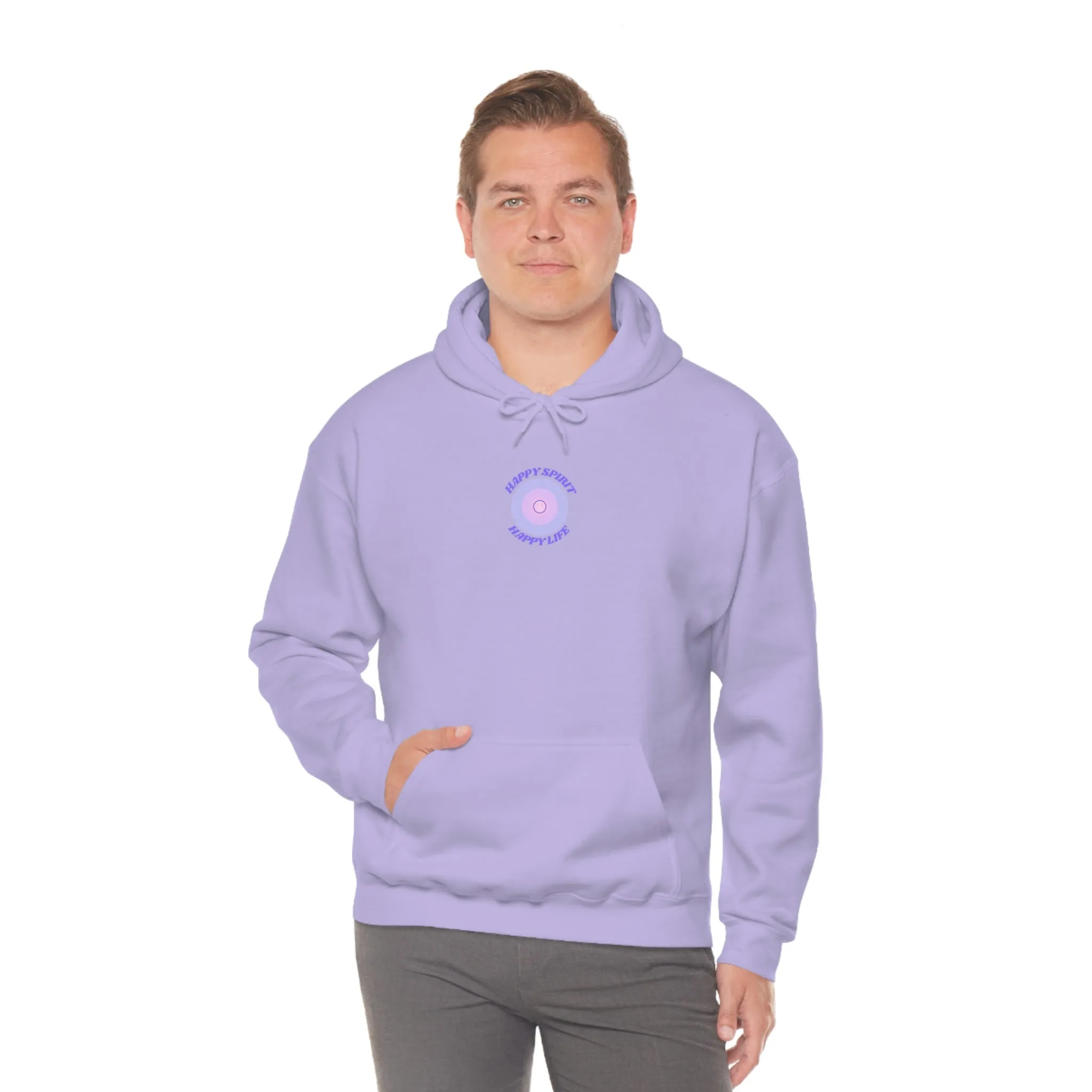 Retro Happy Spirit Happy Life Lavender Lilac Pink Smile Graphic Hoodie, VSCO Girl Sweatshirt, Tumblr Hoodie, Oversized Trendy Back Print Top