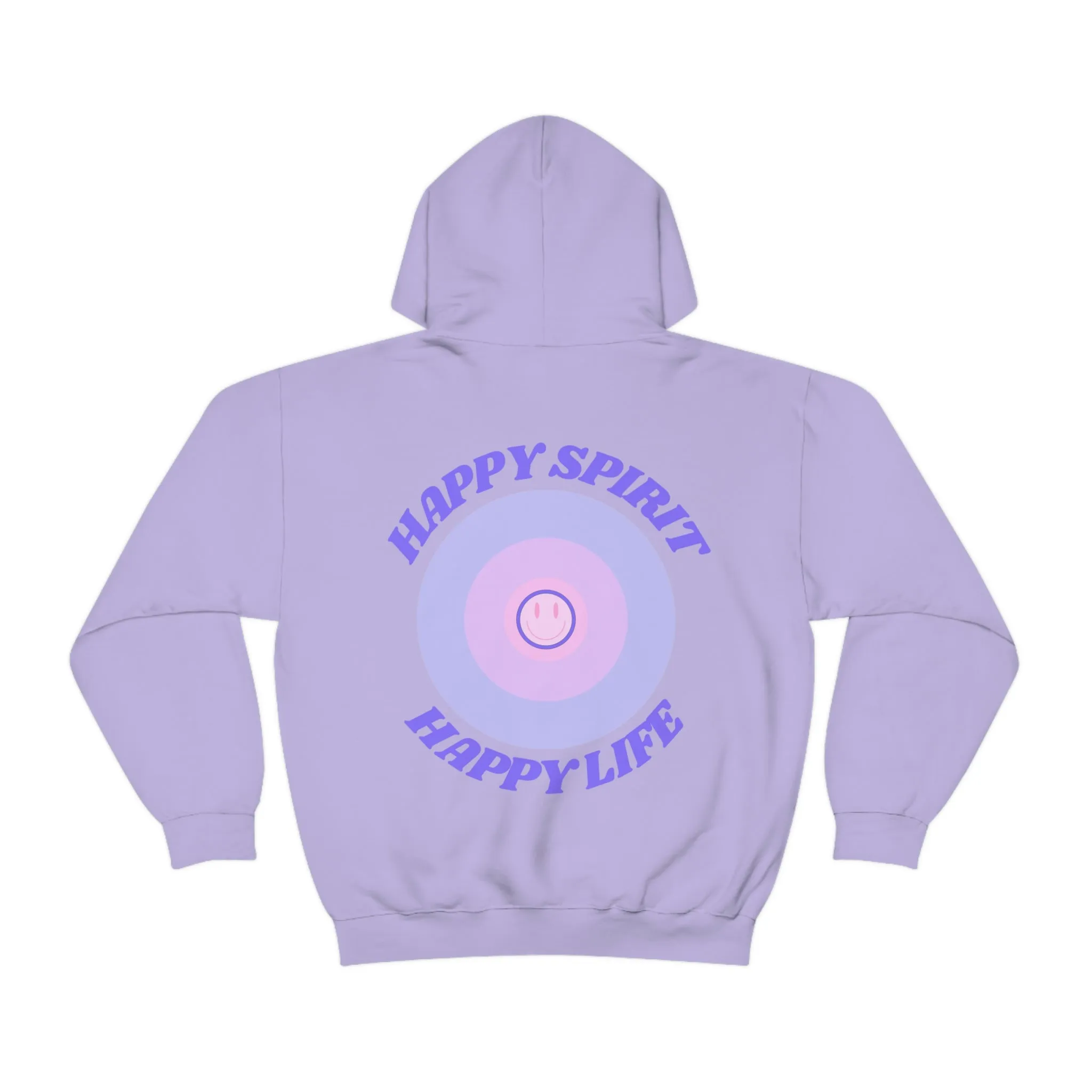 Retro Happy Spirit Happy Life Lavender Lilac Pink Smile Graphic Hoodie, VSCO Girl Sweatshirt, Tumblr Hoodie, Oversized Trendy Back Print Top
