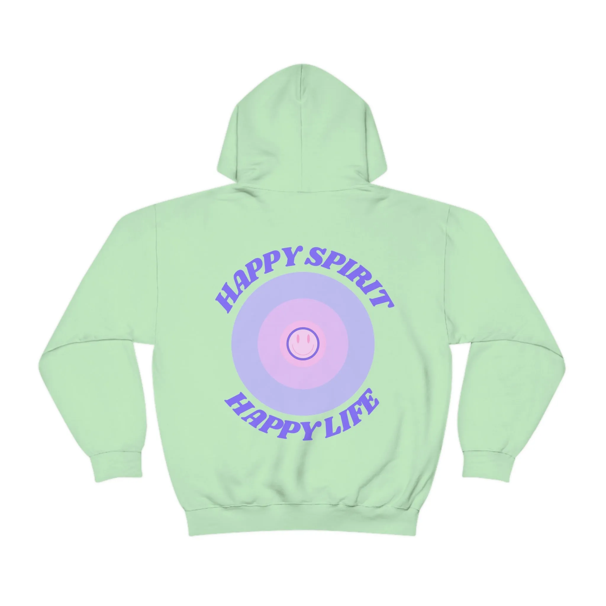 Retro Happy Spirit Happy Life Lavender Lilac Pink Smile Graphic Hoodie, VSCO Girl Sweatshirt, Tumblr Hoodie, Oversized Trendy Back Print Top