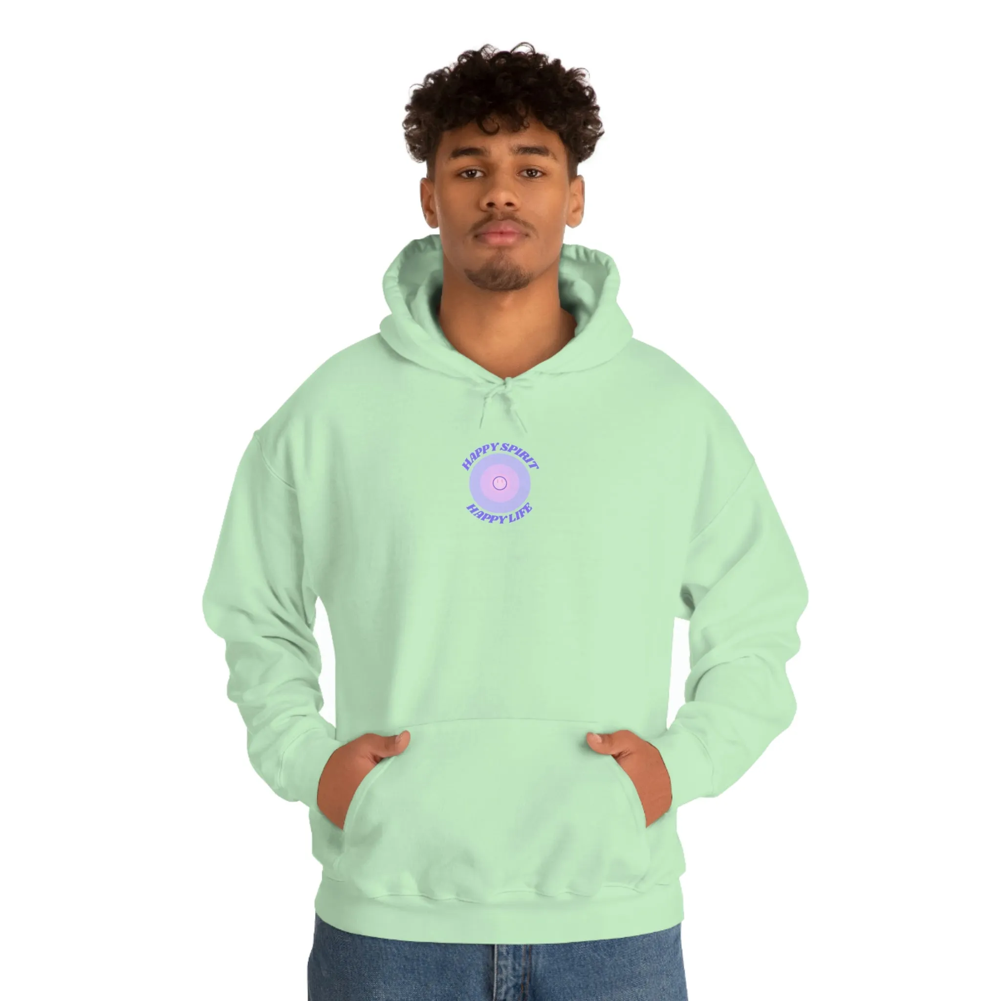 Retro Happy Spirit Happy Life Lavender Lilac Pink Smile Graphic Hoodie, VSCO Girl Sweatshirt, Tumblr Hoodie, Oversized Trendy Back Print Top
