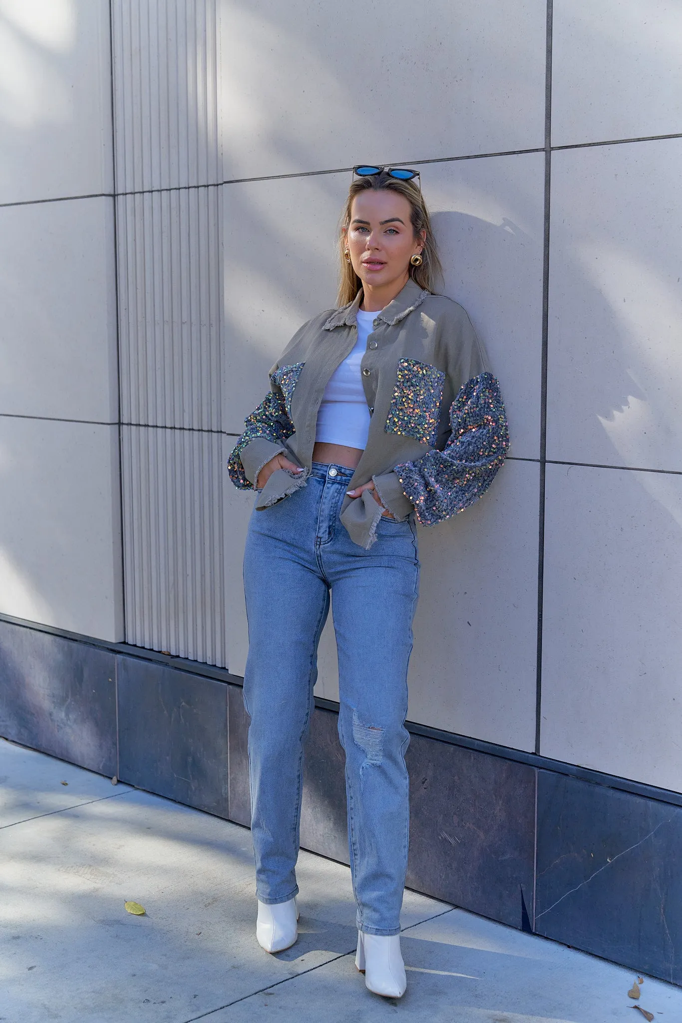 Sequin Sleeves Jacket