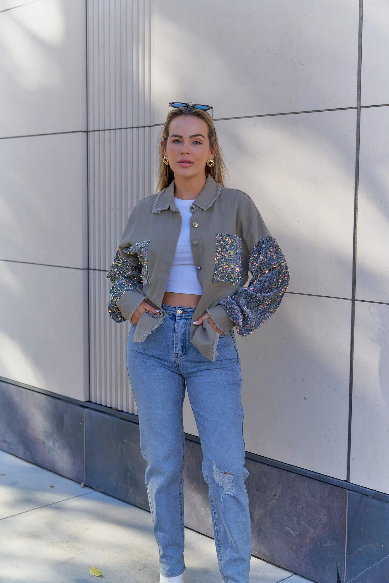 Sequin Sleeves Jacket