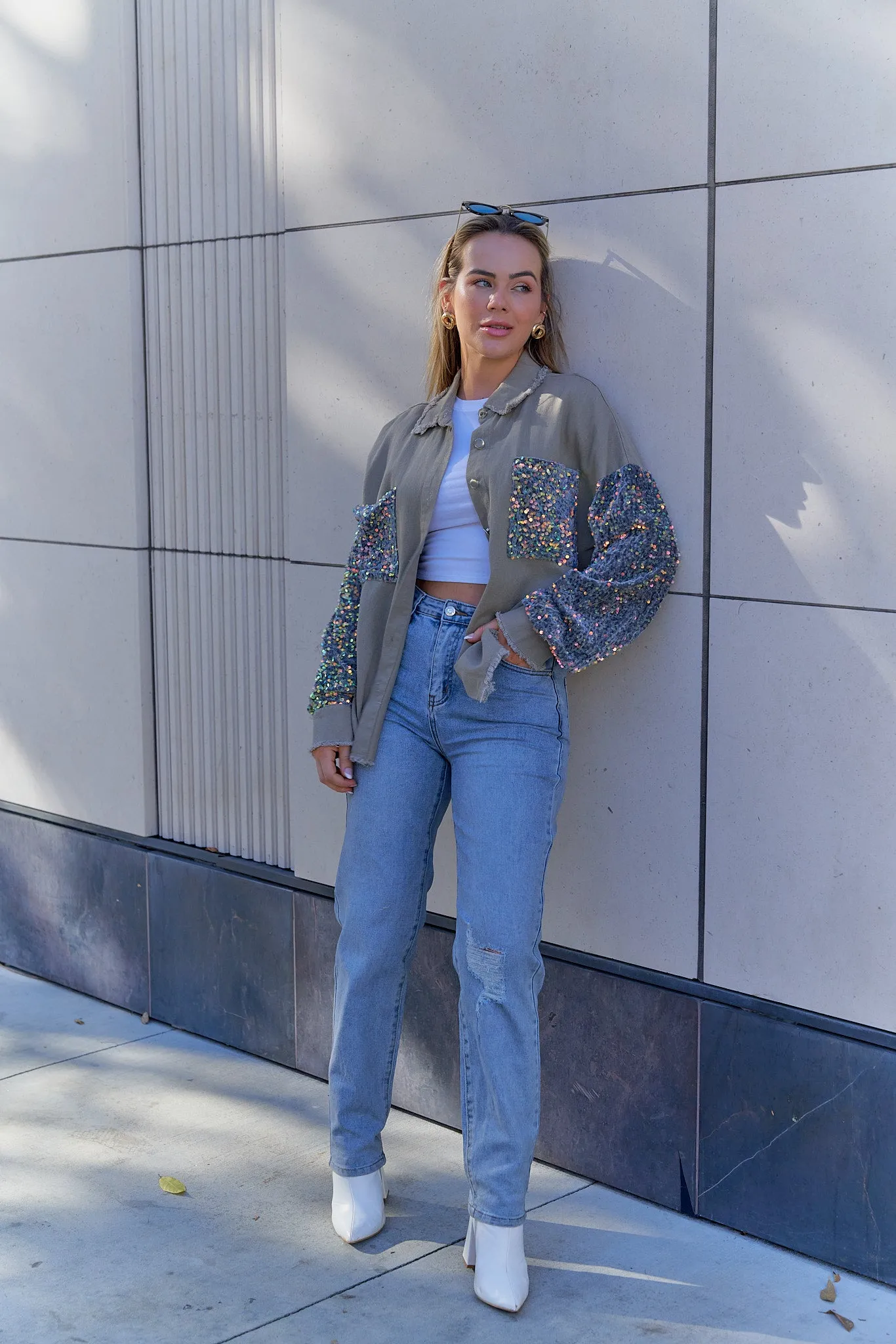 Sequin Sleeves Jacket