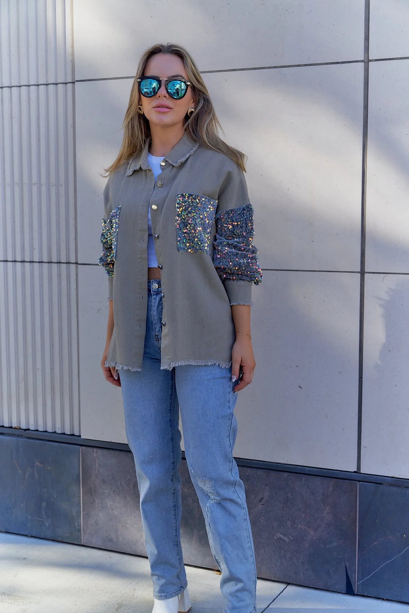 Sequin Sleeves Jacket