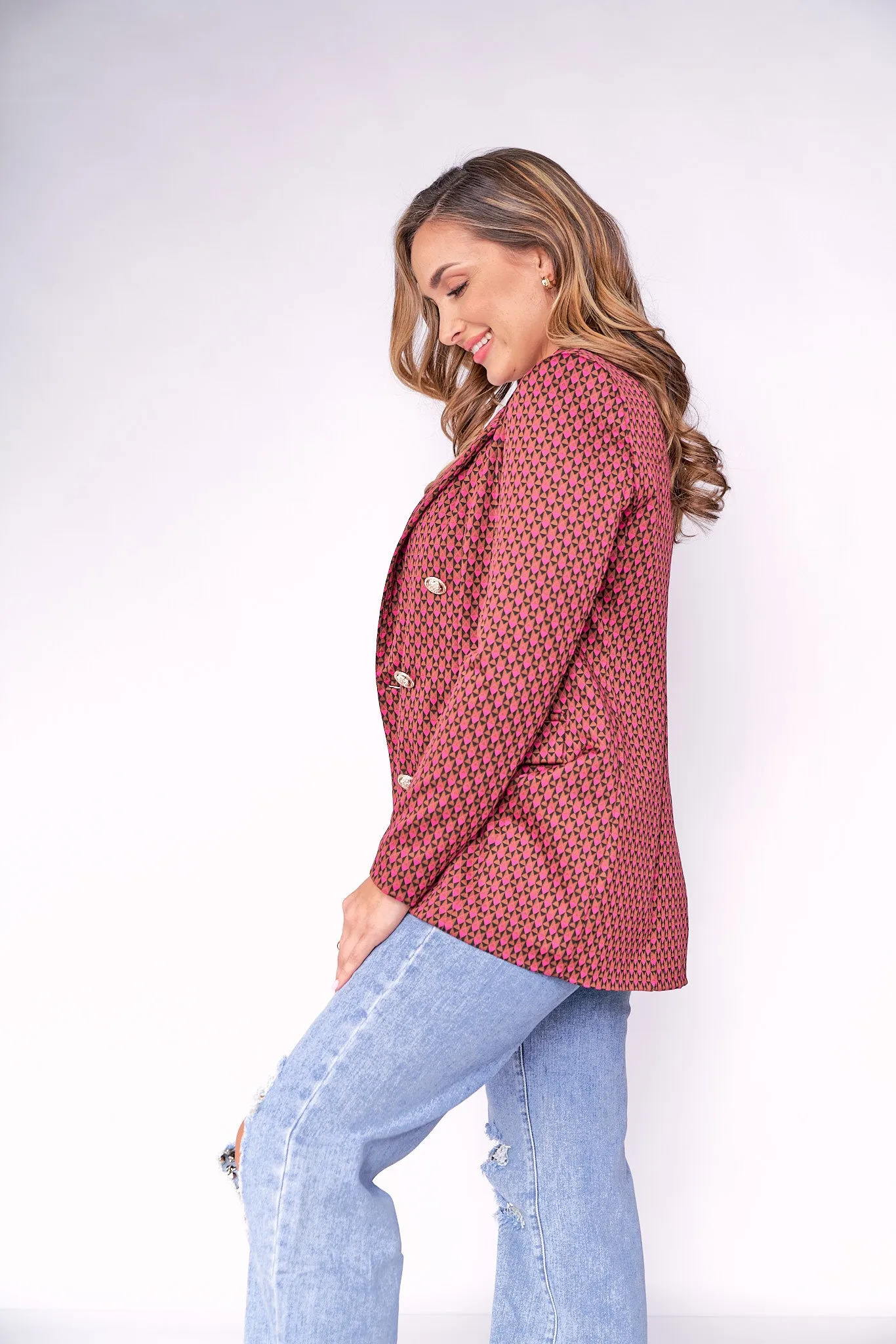 Silver Buttons Casual Blazer