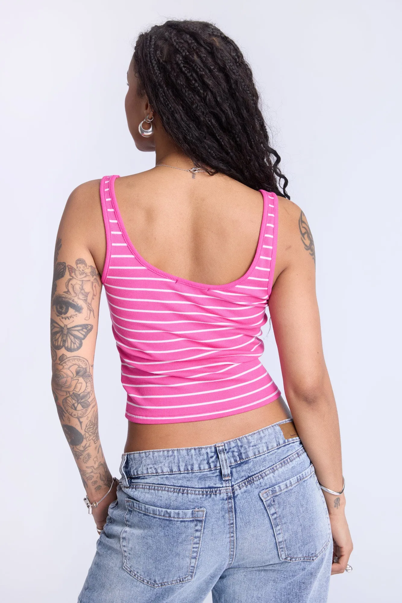 Striped Scoop Neck Tank Top