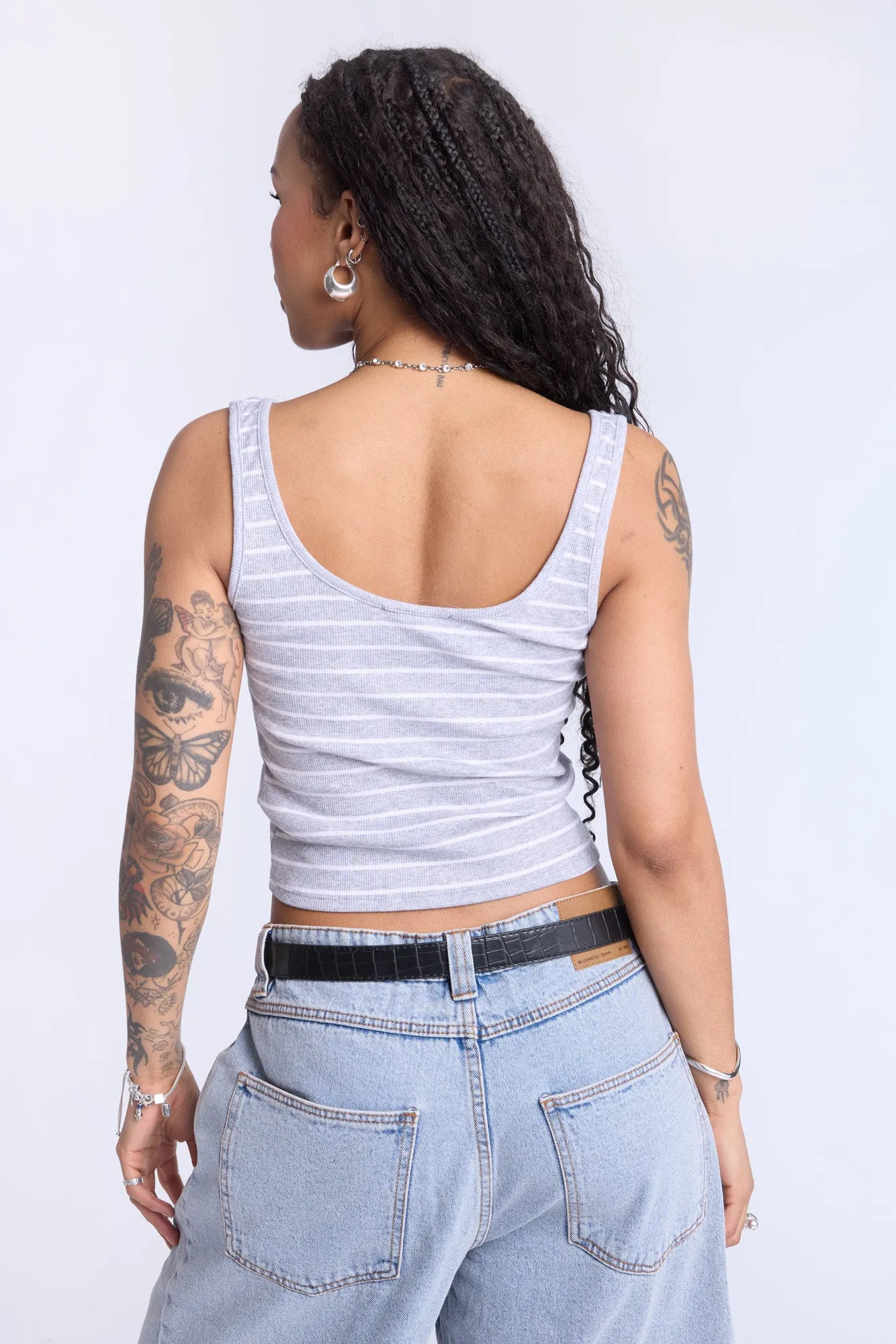 Striped Scoop Neck Tank Top