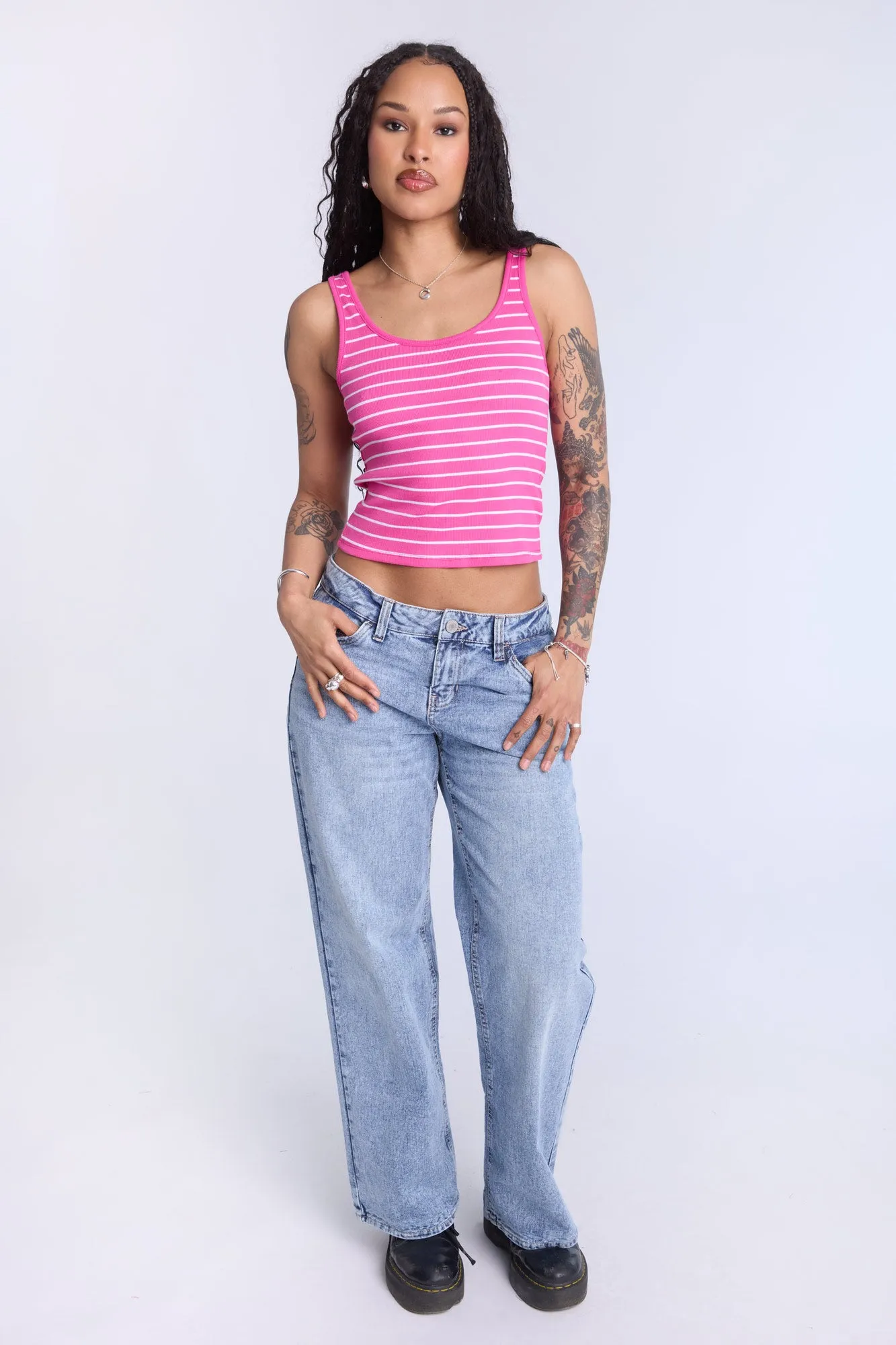 Striped Scoop Neck Tank Top