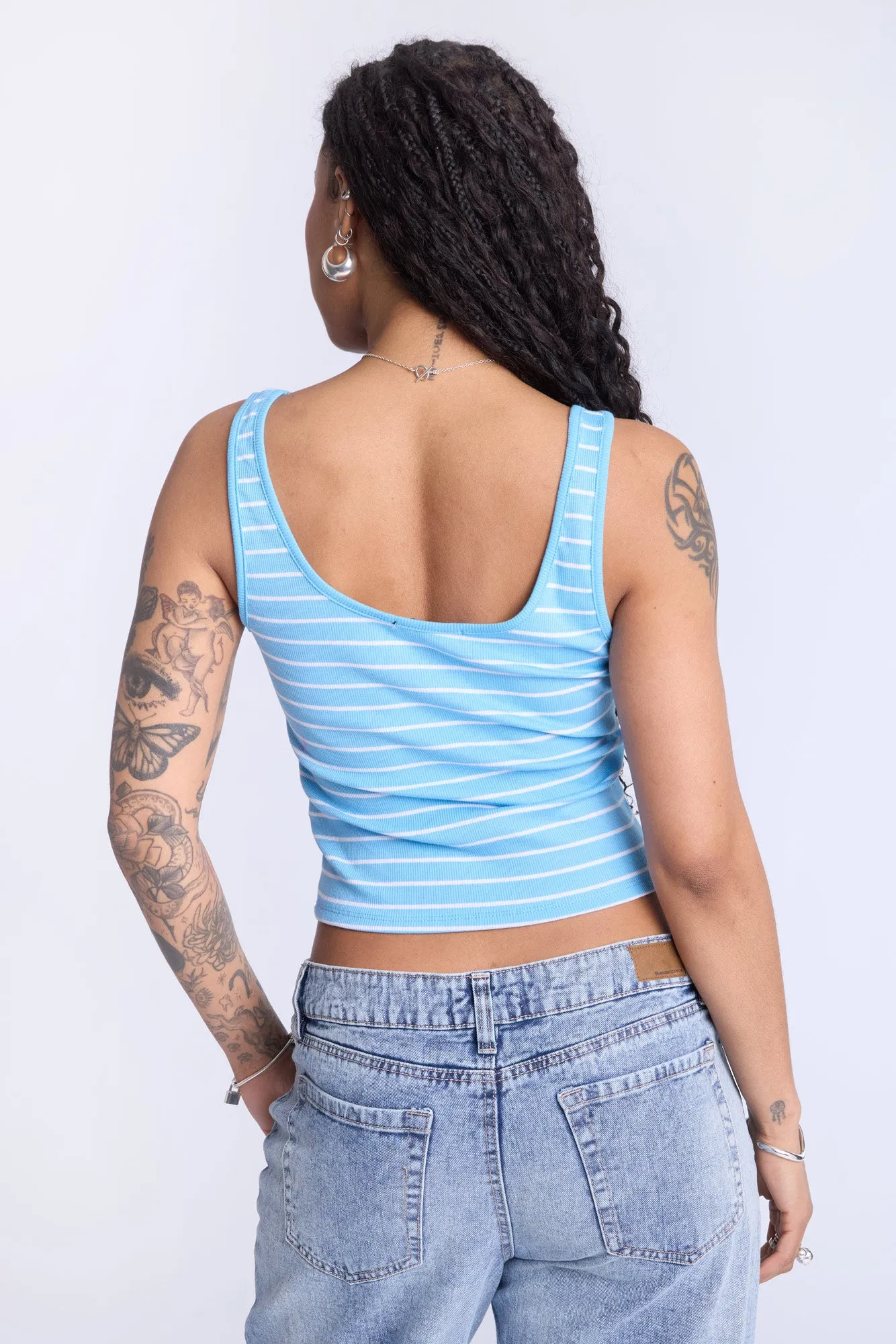 Striped Scoop Neck Tank Top