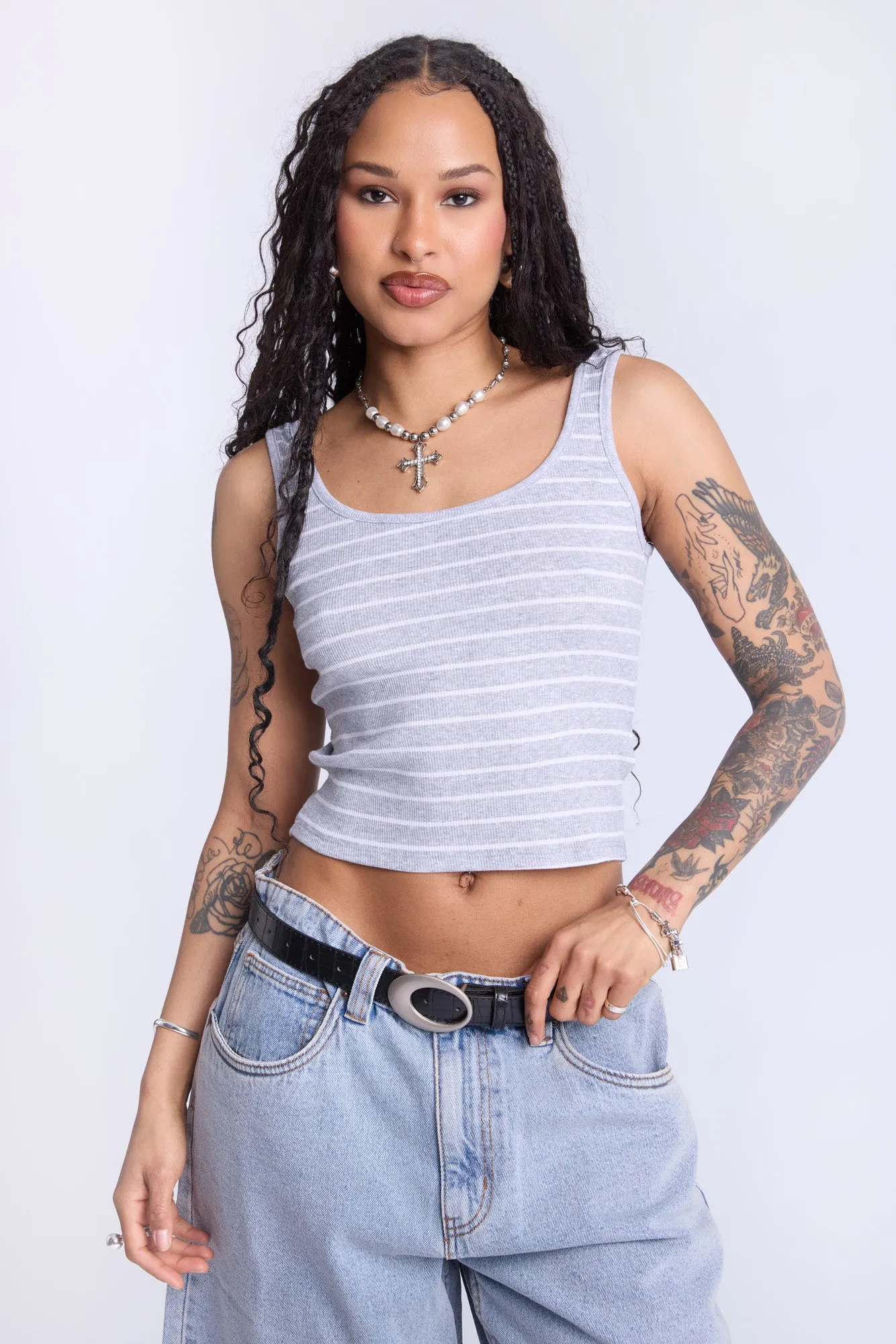 Striped Scoop Neck Tank Top
