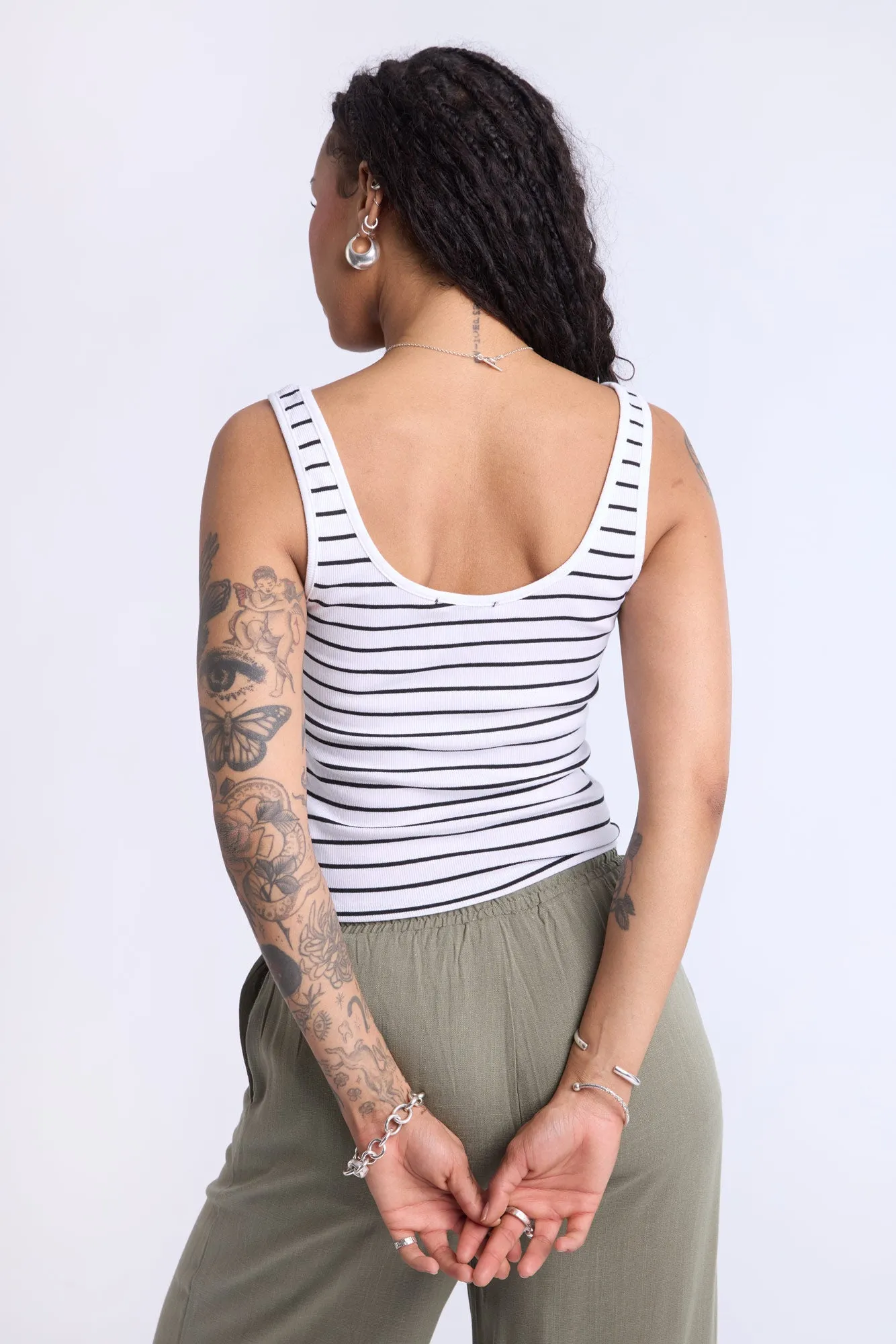 Striped Scoop Neck Tank Top
