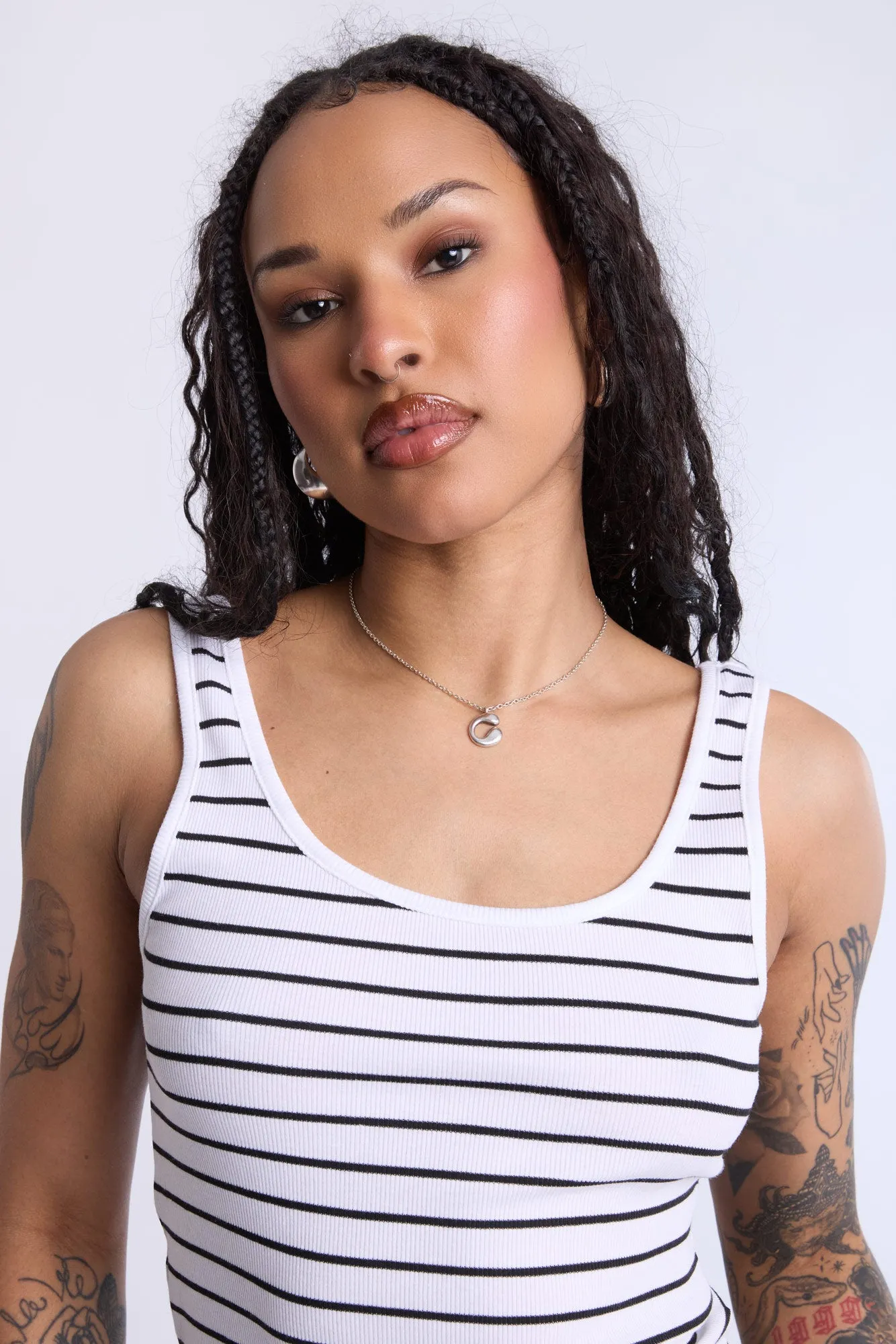 Striped Scoop Neck Tank Top