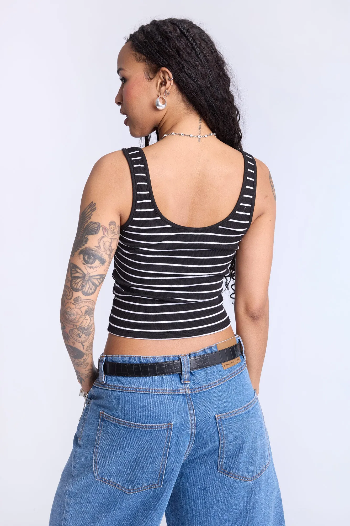 Striped Scoop Neck Tank Top