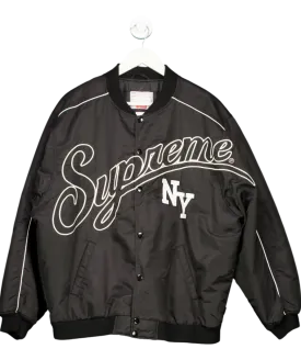Supreme Black Logo Embroidered Bomber Jacket UK XL