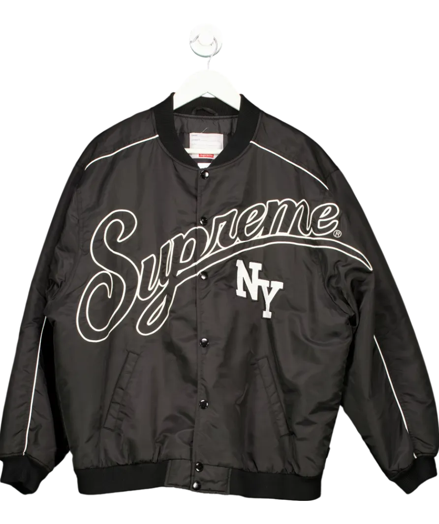 Supreme Black Logo Embroidered Bomber Jacket UK XL