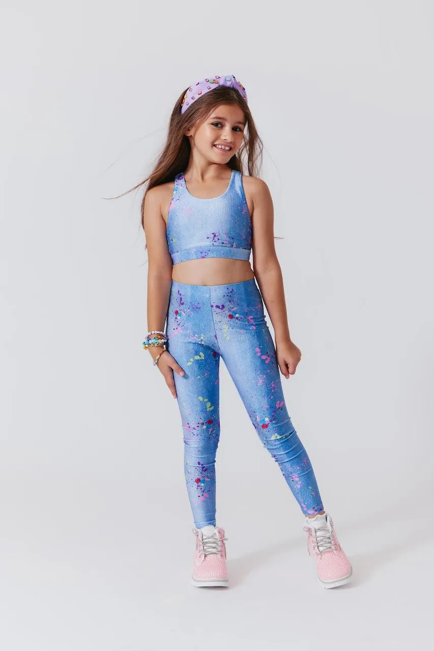 Tween Bottoms | Leggings - Hi-Shine Denim Paint Splatter| Terez
